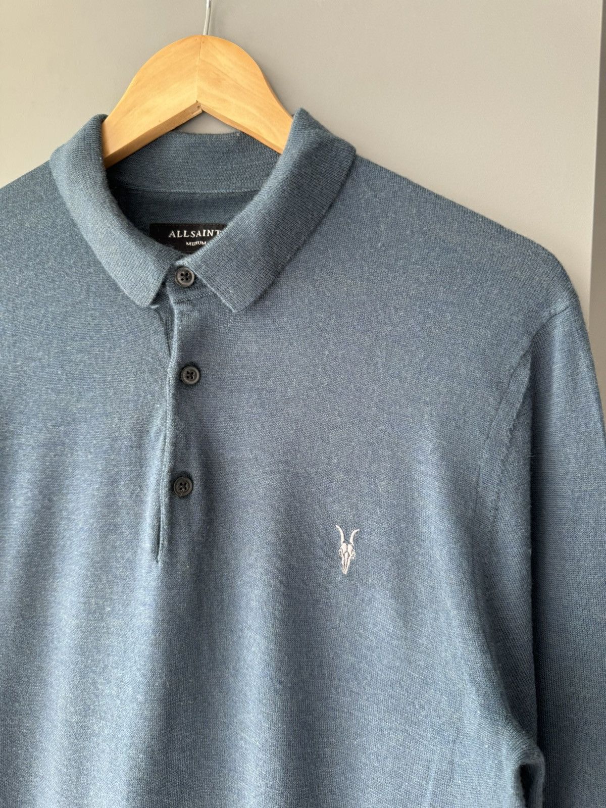 Allsaints Allsaints Mens Merino Wool Long Sleeve Polo Shirt Sweater Size US M / EU 48-50 / 2 - 2 Thumbnail