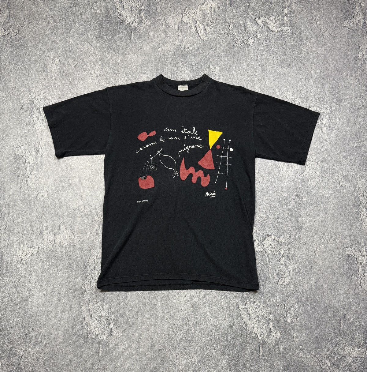 Other Vintage 1990 Succ Joan Miro Art Black Tee faded Size US XL / EU 56 / 4 - 1 Thumbnail