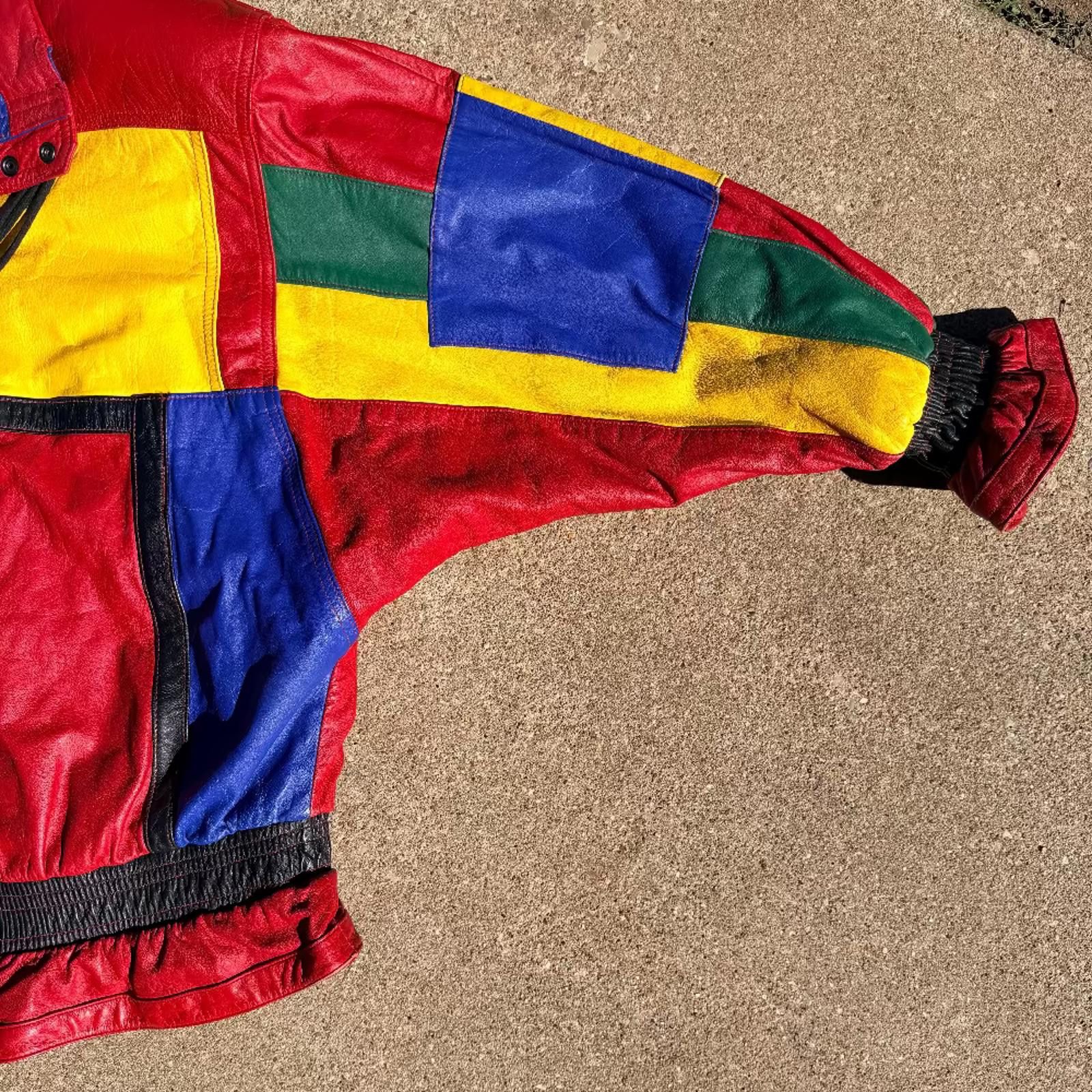 Other Mixed Blues Colorblock Leather Jacket 80s/90s Size ONE SIZE - 5 Thumbnail