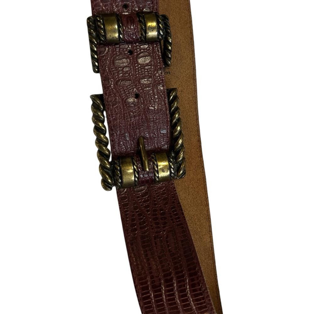 Designer Vintage Leather Belt with Double Buckle Size ONE SIZE - 3 Thumbnail