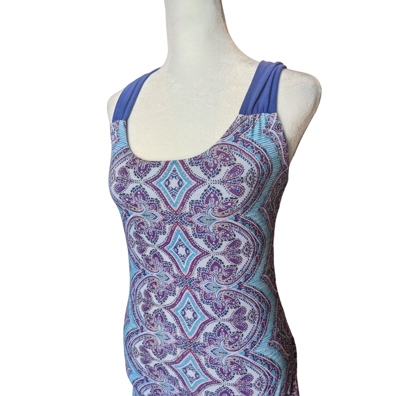 Prana prAna Pheobe Purple Geometric Built in Bra Dress X-Small Size XS / US 0-2 / IT 36-38 - 2 Thumbnail