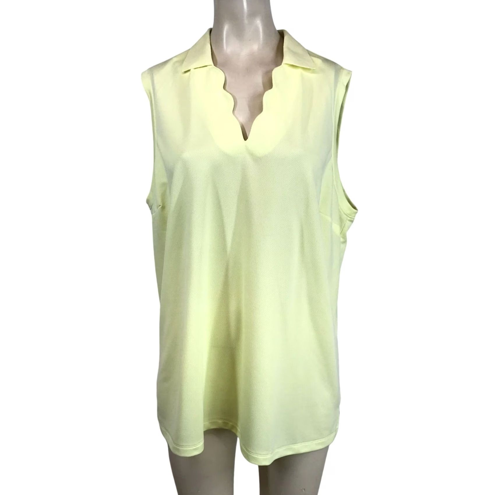 Vintage WALTER HAGEN Womens XXL Yellow Sleeveless V-Neck Tank Polyester Golf Top Size XXL / US 16-18 / IT 52-54 - 2 Thumbnail