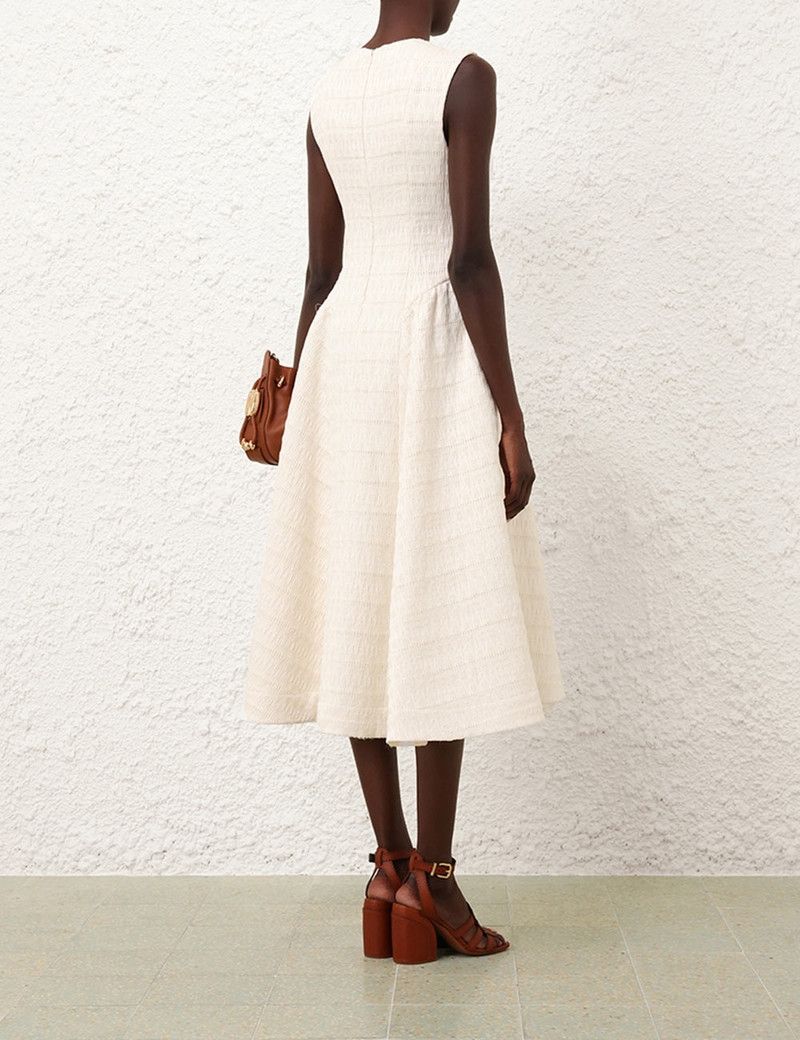 Zimmermann oc11z0226 Illuminate Textured Midi Dress In Cream Size M / US 6-8 / IT 42-44 - 5 Thumbnail