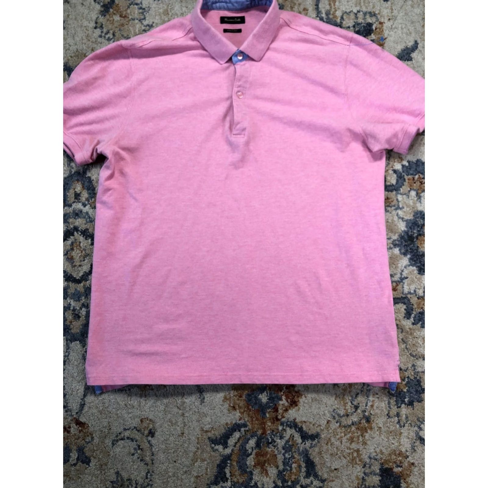Massimo Dutti Massimo Dutti Polo Shirt Mens XL Pink Solid Short Sleeve Casual Size US XL / EU 56 / 4 - 5 Thumbnail