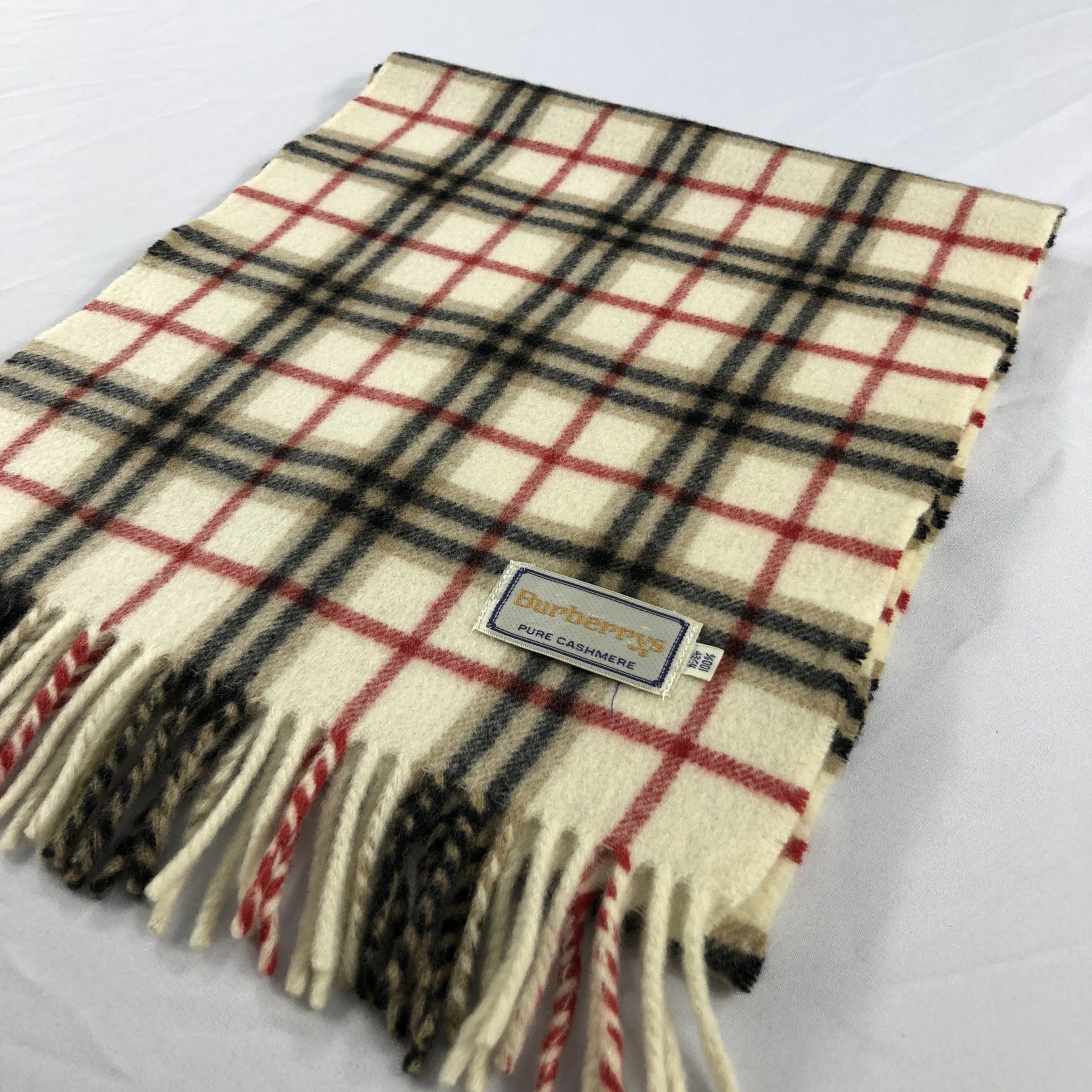 Burberry Burberrys Nova Check Cream Scarf Muffler Cashmere V920 Size ONE SIZE - 3 Thumbnail