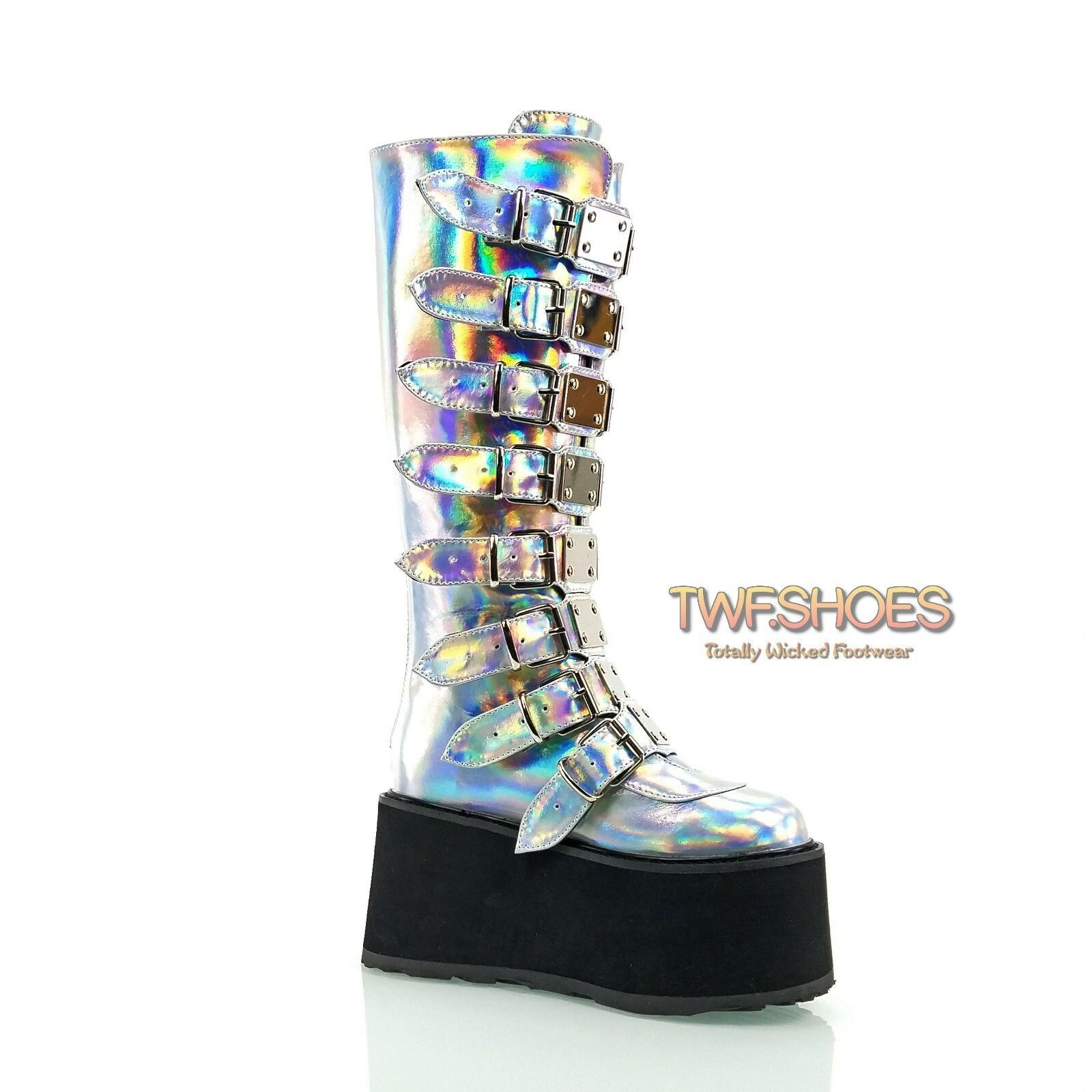Demonia Cult DEMONIA Damned 318 Multi Strap Goth Punk 3.5" Flat Platform Size US 6 / IT 36 - 1 Thumbnail