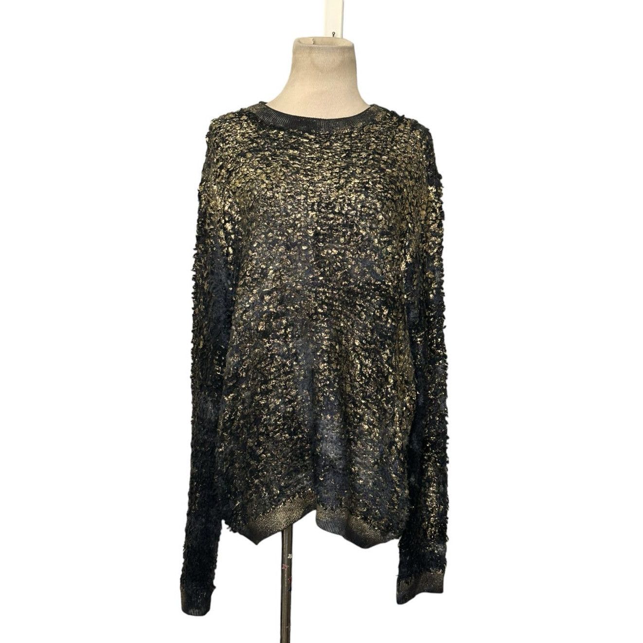 image of Avant Toi Black Gold Distressed-Effect Sweater Size Xl, Women's