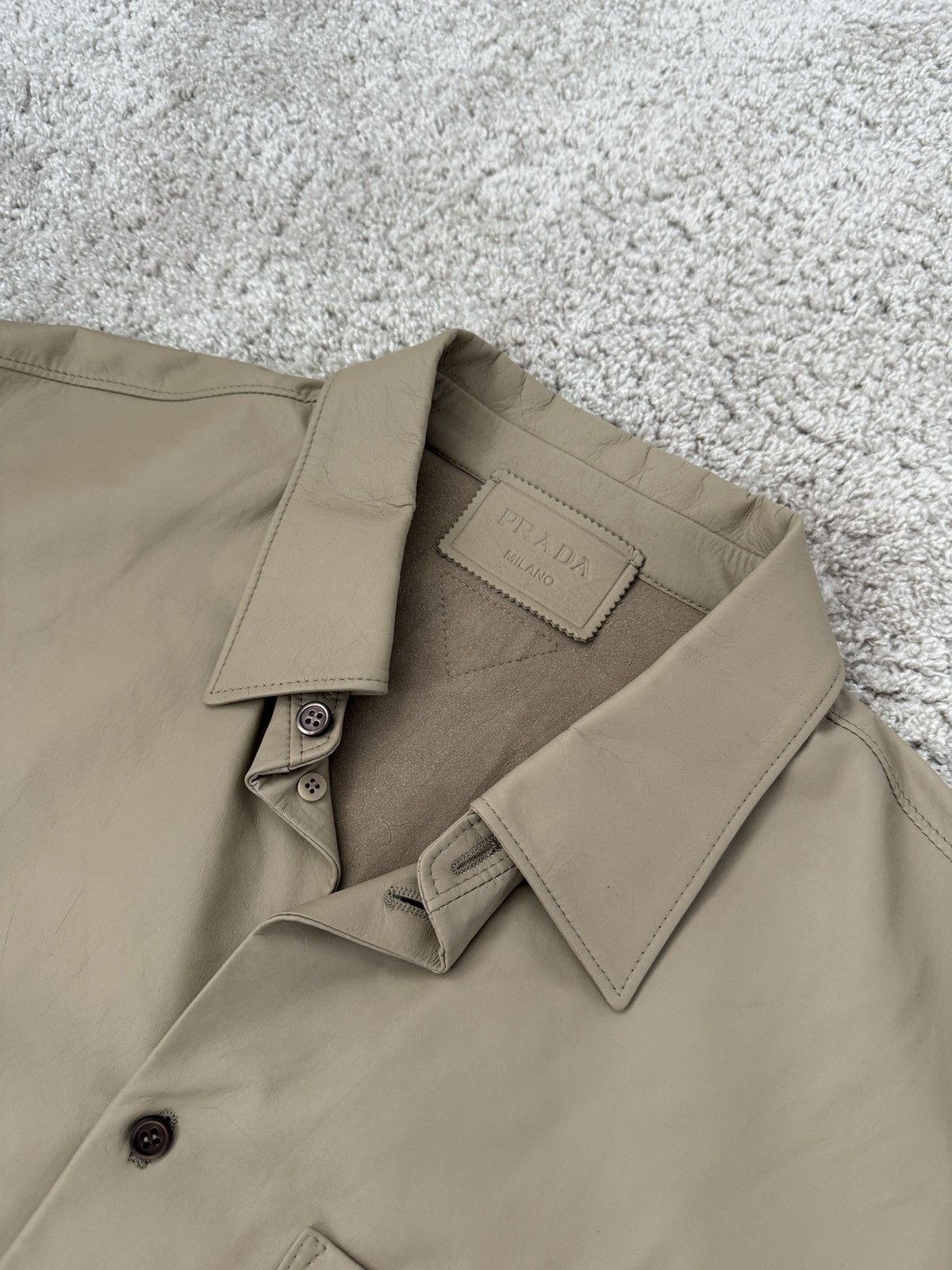 Prada Prada Leather Shirt Beige/Tan Size US L / EU 52-54 / 3 - 3 Thumbnail