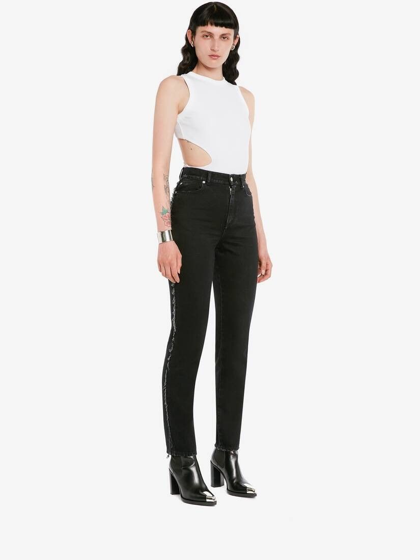 Alexander McQueen o1y0325 Bodysuit in White Size M / US 6-8 / IT 42-44 - 3 Thumbnail