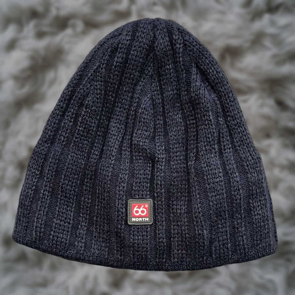 Vintage 66 North Blue Beanie Hat One Size Windproof Thermal Knitted Lined Acrylic Knit Unisex Adults Hat Size ONE SIZE - 1 Thumbnail