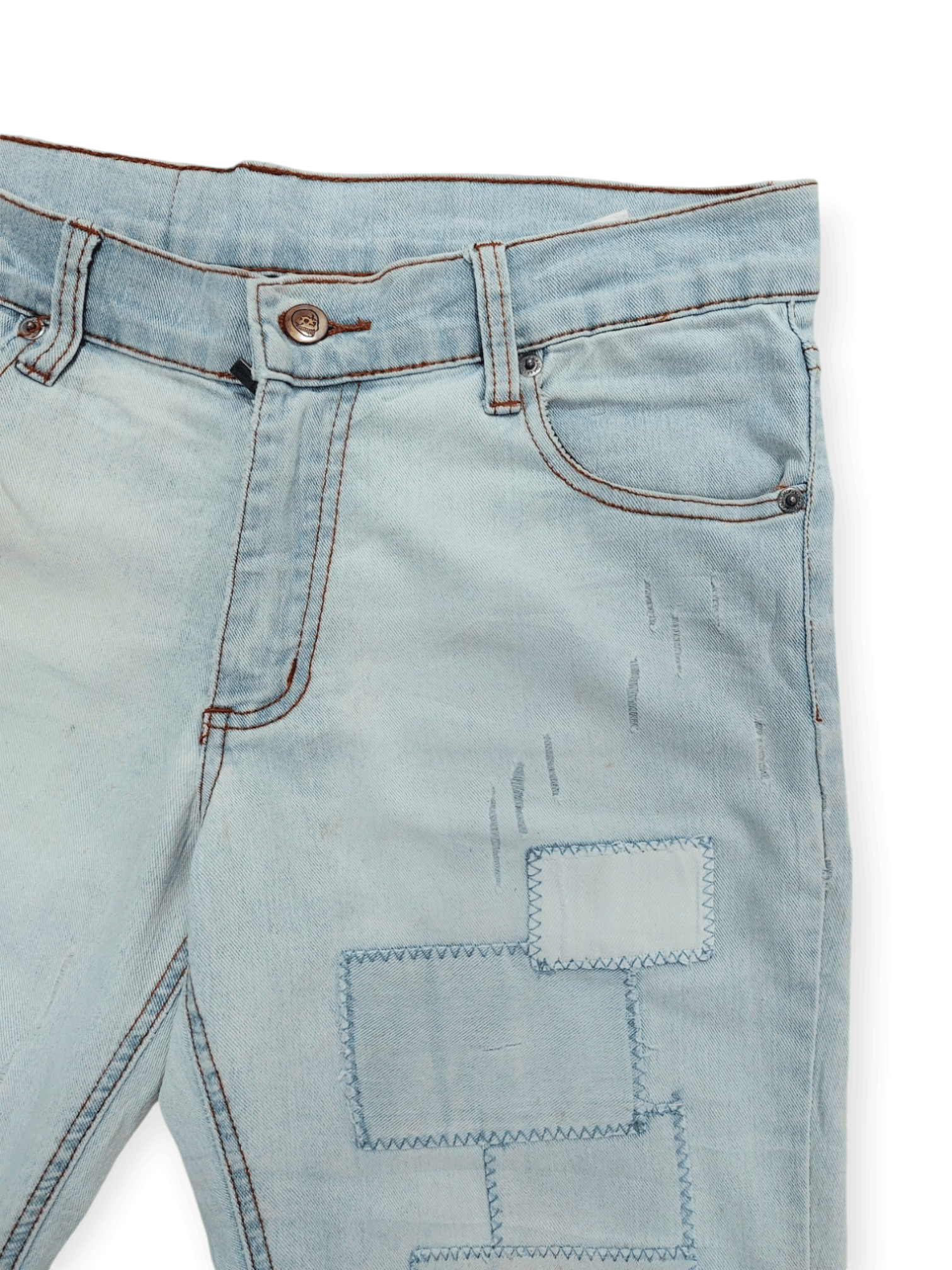 Cheap Monday Tartan Stitch Patchwork Thin Jeans