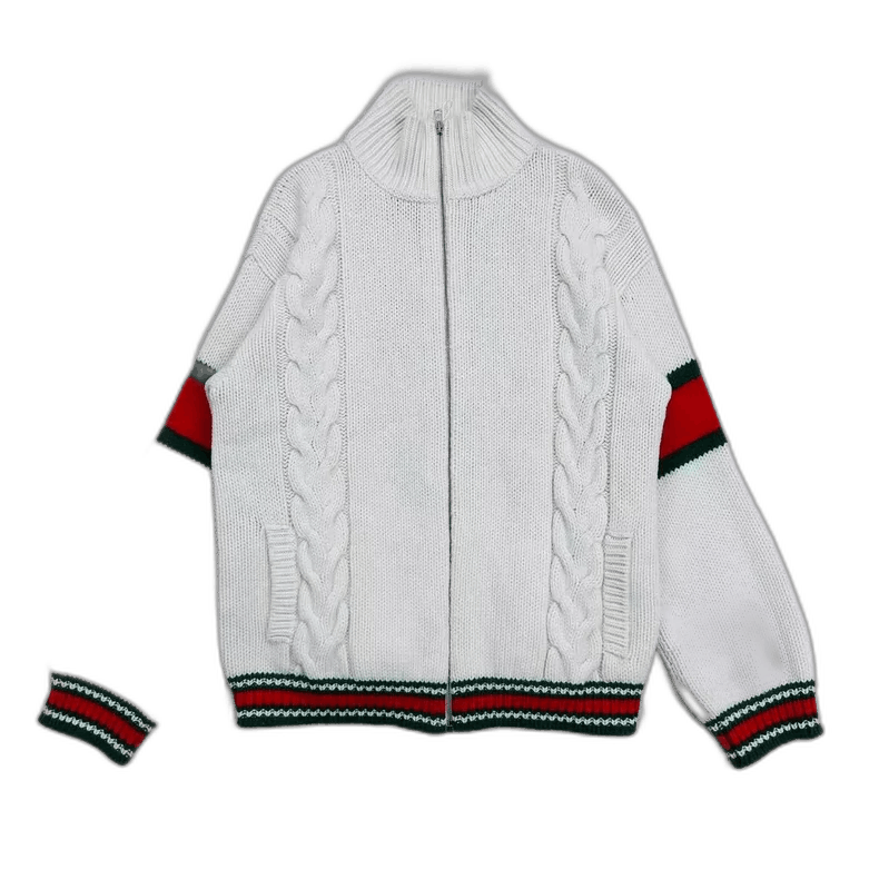 Gucci Gucci Red Green Knit Zip Sweater Jacket Size US L / EU 52-54 / 3 - 1 Thumbnail