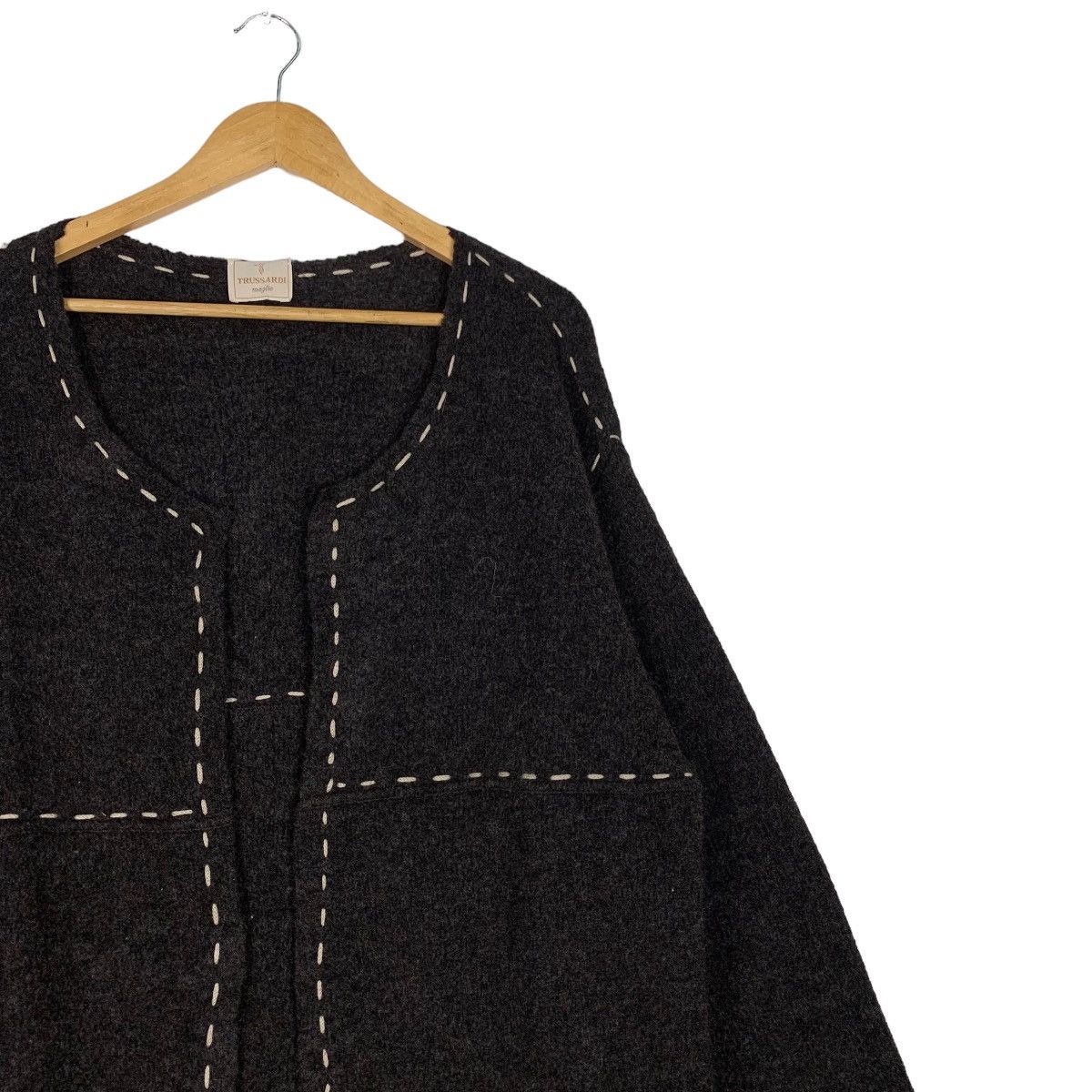 Trussardi TRUSSARDI Maglie Wool Long Cardigan Buttonless #1018-C46 Size XL / US 12-14 / IT 48-50 - 5 Thumbnail