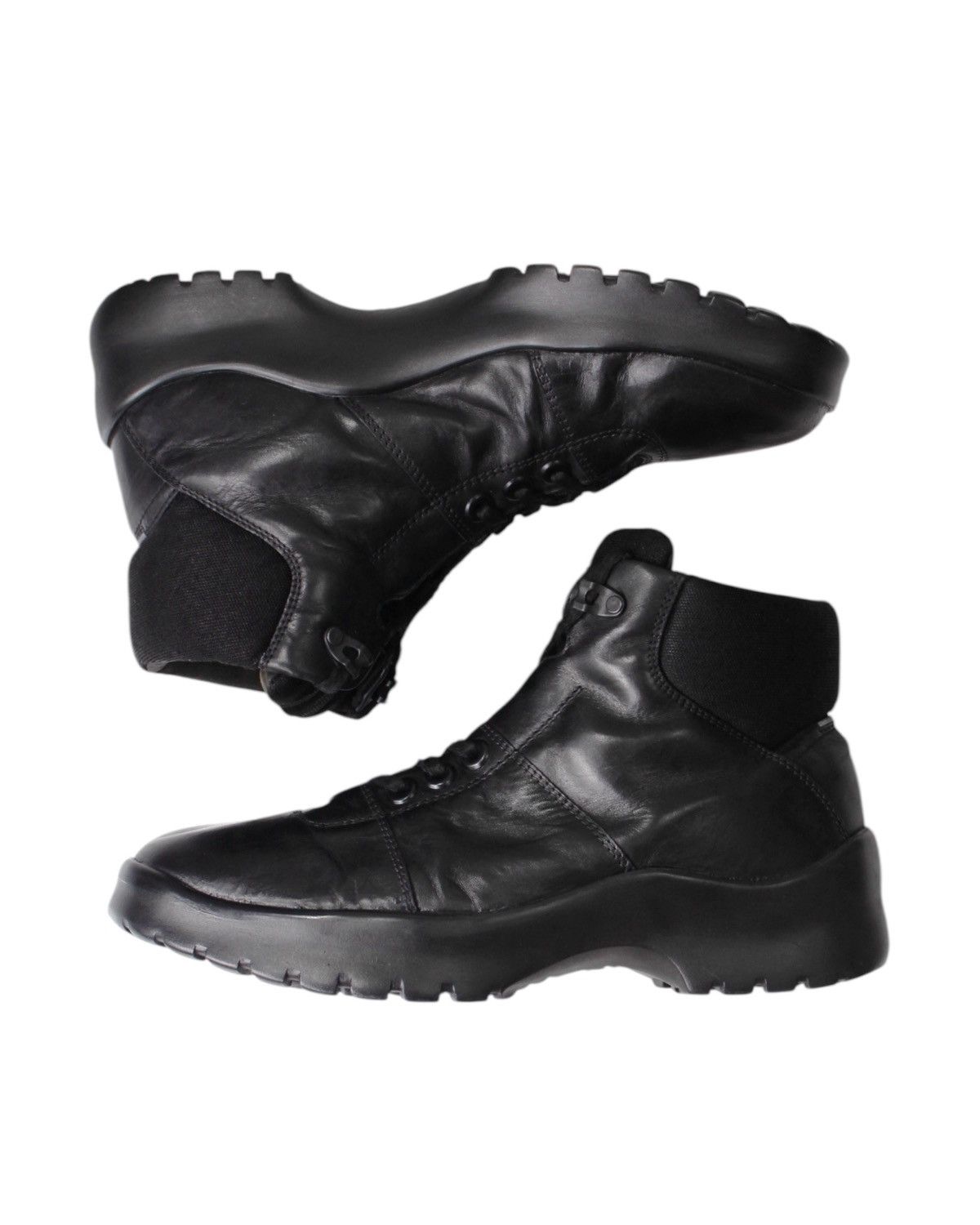 Hugo Boss 2000S HUGO BOSS SPORT BLACK LEATHER COMBAT BOOTS Size US 10 / EU 43 - 2 Thumbnail