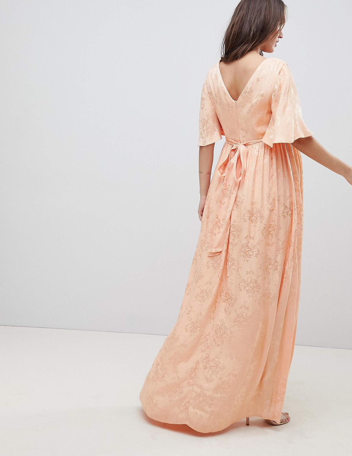 Asos ASOS Design Maternity Soft Jacquard Maxi Flutter Sleeve NWT Size L / US 10 / IT 46 - 4 Thumbnail