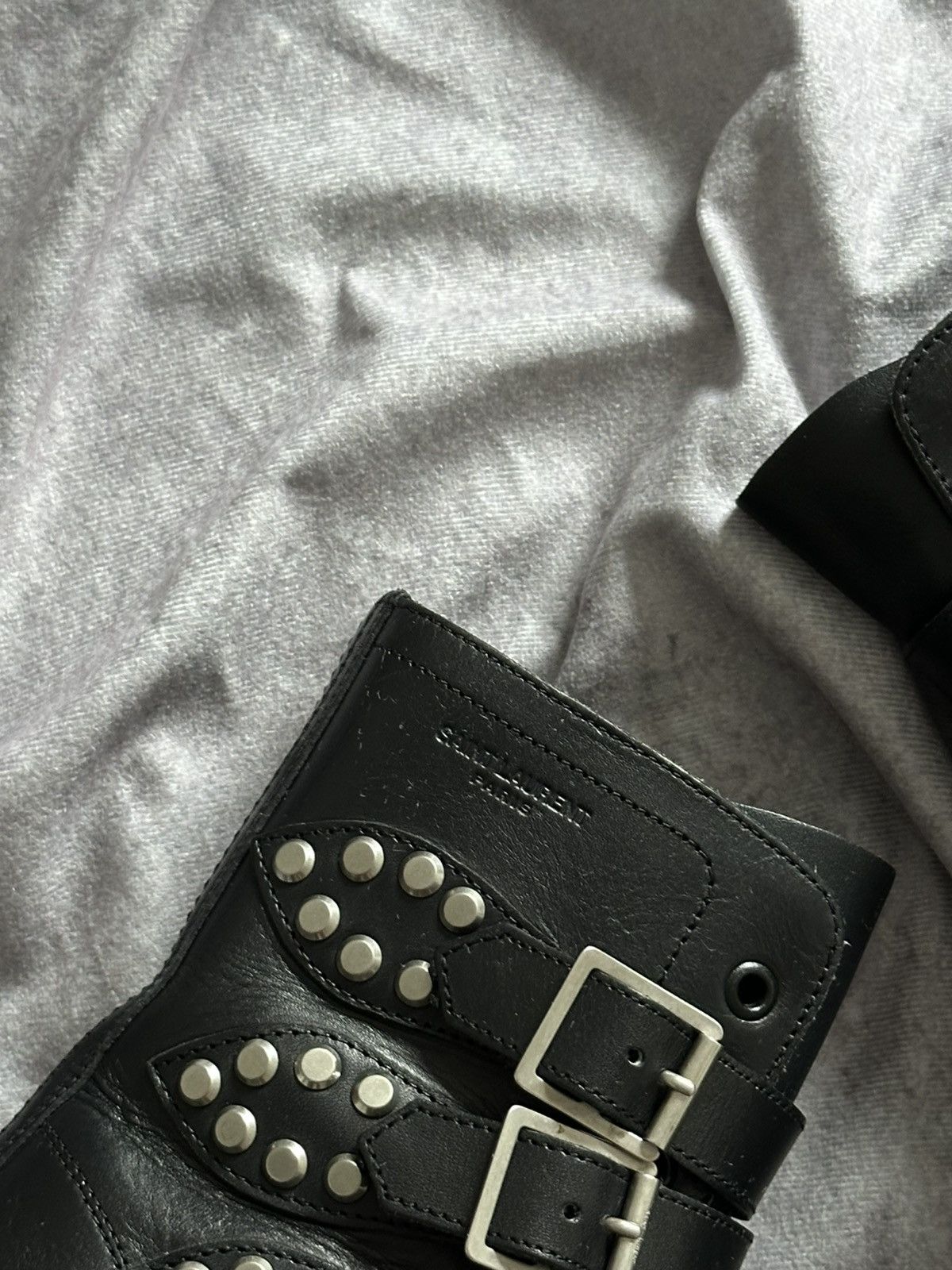 Saint Laurent Paris Saint Laurent Paris Studded Strap Rangers Boot Black Size US 6.5 / IT 36.5 - 3 Thumbnail
