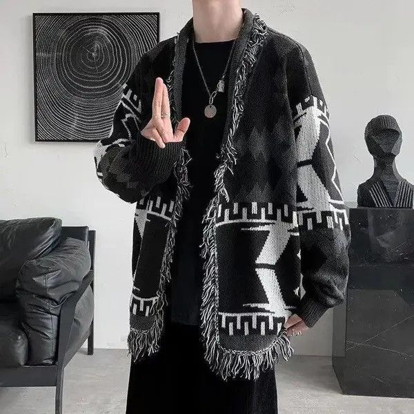 VIBE Patterned Graphic Cardigan Sweater Size US M / EU 48-50 / 2 - 3 Thumbnail