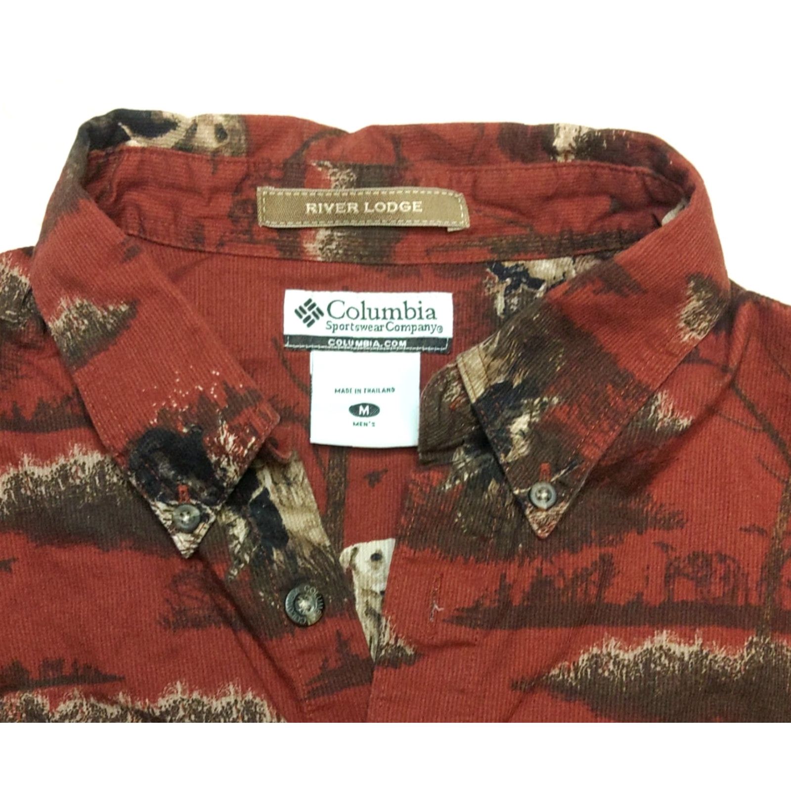 Vintage Columbia River Lodge Shirt Mens M Rust Red Corduroy Button-Down Animal Print Pockets Dog Nature Outdoor button-up Size US M / EU 48-50 / 2 - 6 Thumbnail