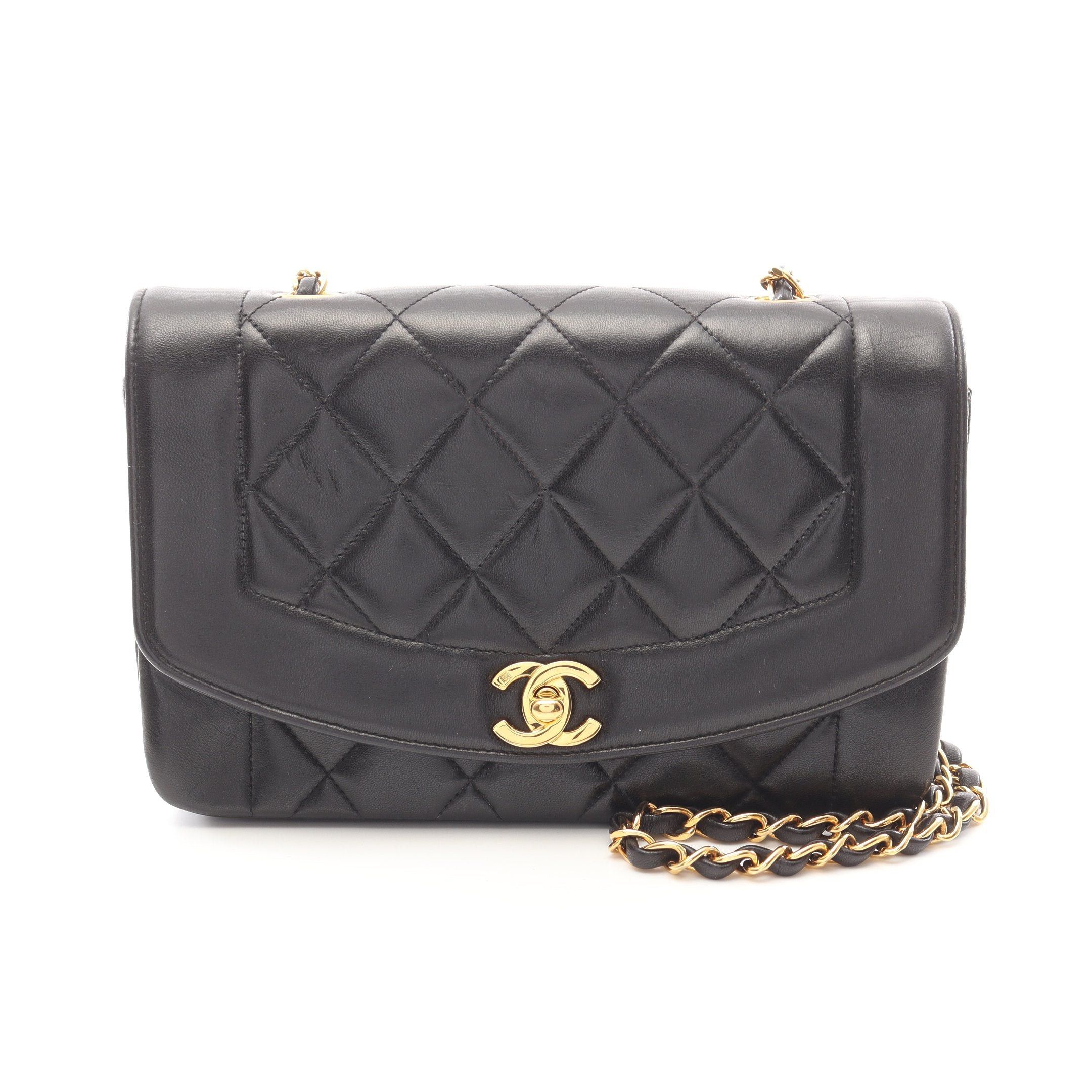 Chanel Chanel Matelasse Diana Flap Chain Shoulder Bag Lambskin Black Gold Hardware Size ONE SIZE - 1 Thumbnail
