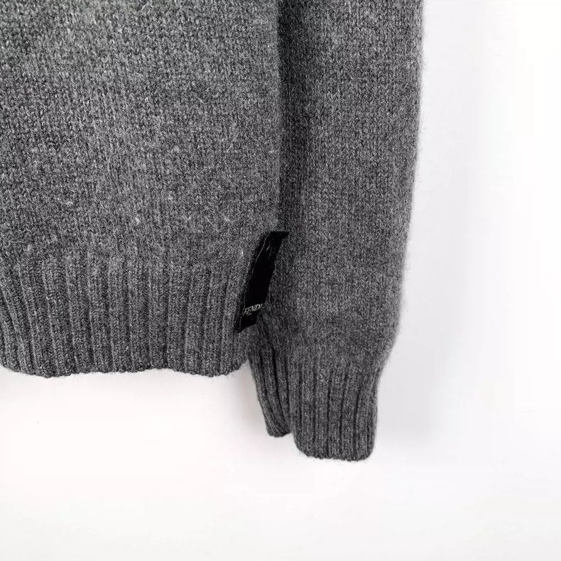 Fendi FENDI Dark Gray Logo Letter Embroidered Crew Neck Long Sle Size US L / EU 52-54 / 3 - 5 Thumbnail