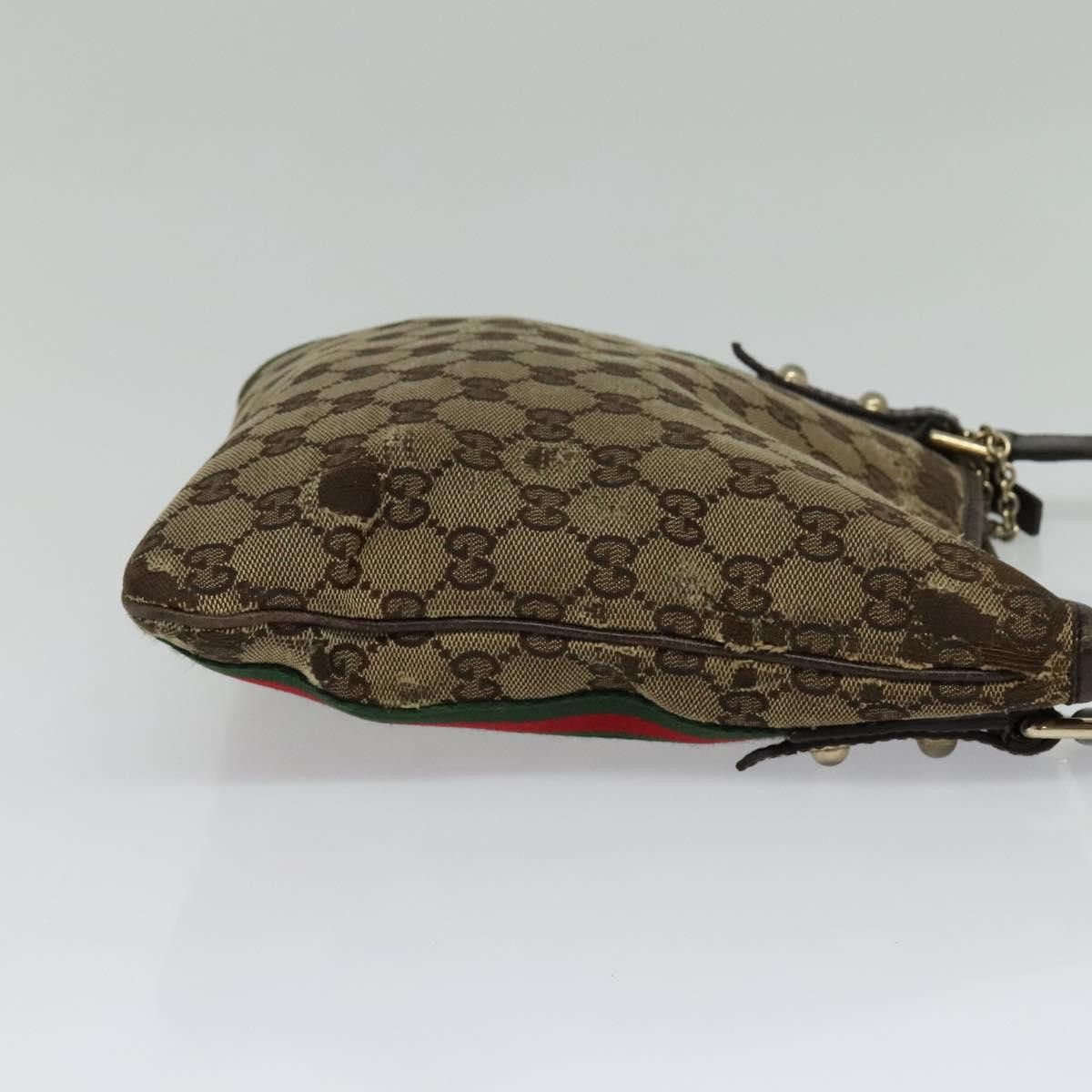 Gucci GUCCI GG Canvas Web Sherry Line Shoulder Bag Beige Gold Red Size ONE SIZE - 5 Thumbnail