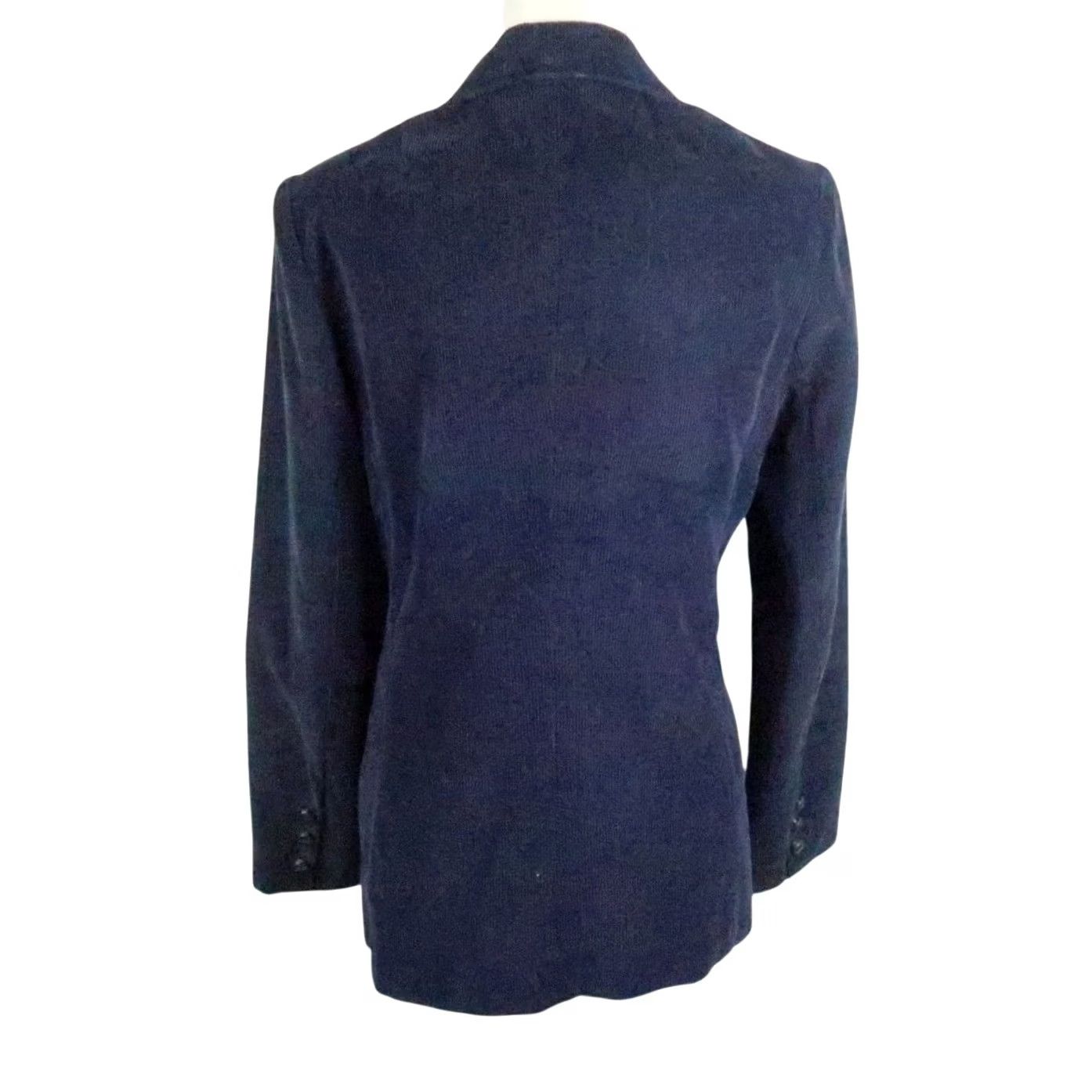 Velvet VINTAGE 80s Paul Shaw Navy Blue Corduroy Velvet Blazer Jacket 8 Women John? Size M / US 6-8 / IT 42-44 - 4 Thumbnail