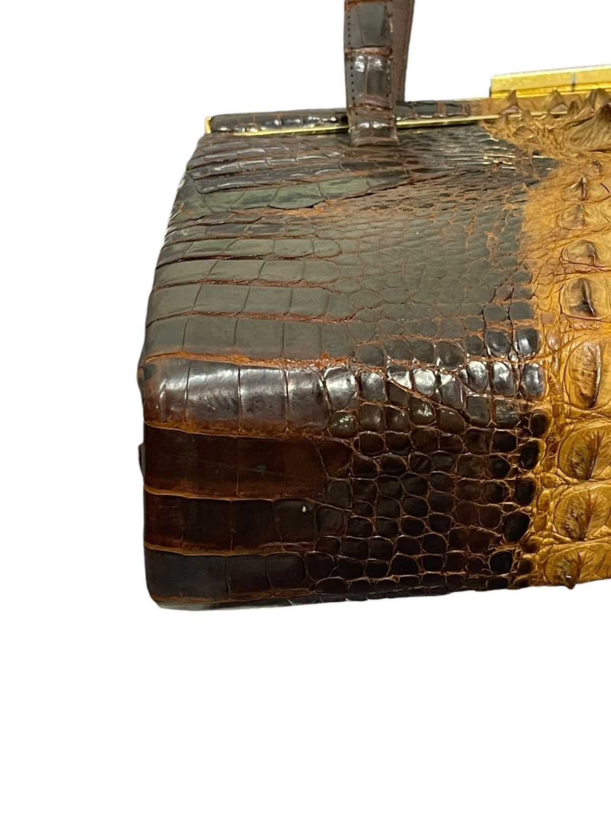 Vintage Crocodile Leather Patina Vtg 50s Unknown Japan Hand Bag 4🟩 Size ONE SIZE - 6 Thumbnail