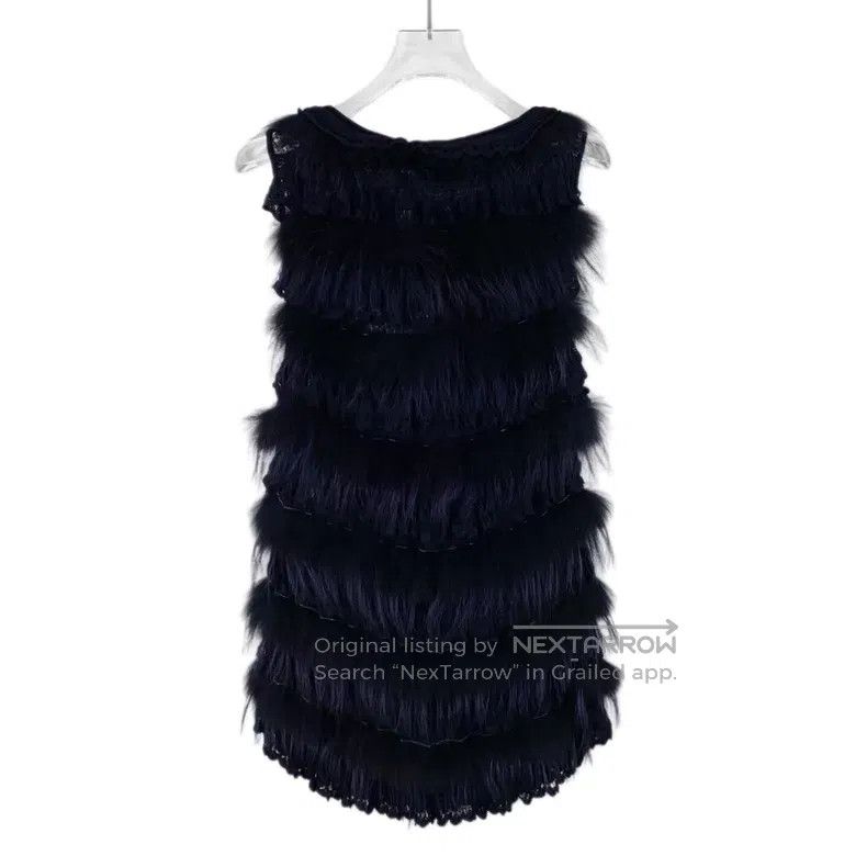 Dior Dior Dark blue fox fur round neck sleeveless dress Size S / US 4 / IT 40 - 2 Thumbnail