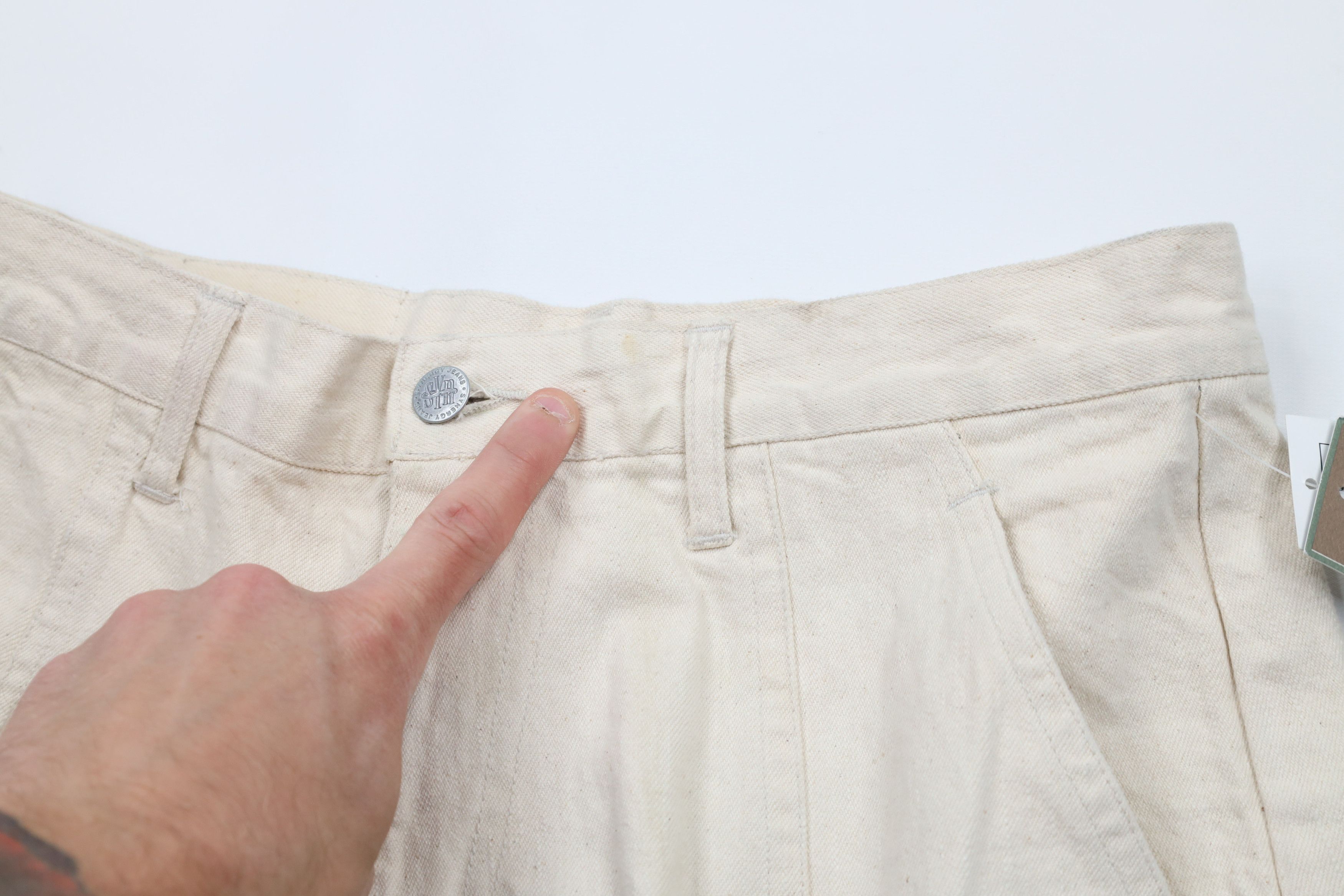 Vintage Deadstock Vintage 90s Streetwear Leather Denim Cargo Shorts Size US 31 - 5 Thumbnail
