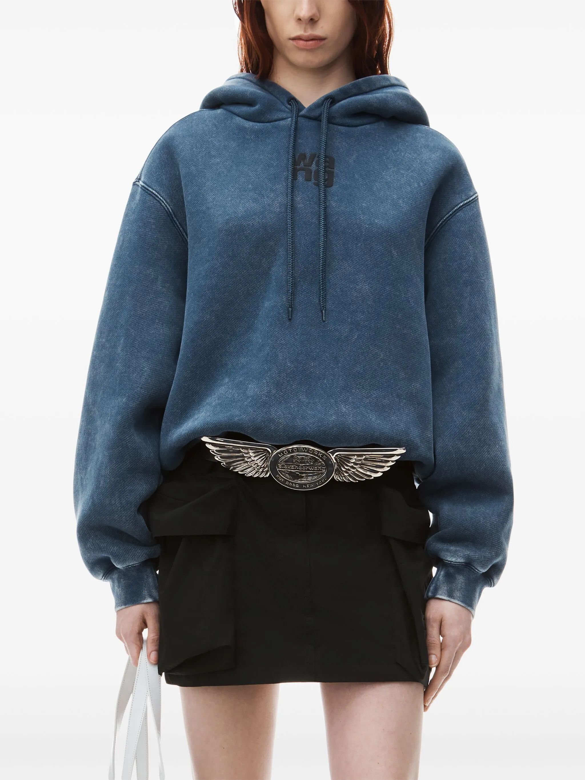Alexander Wang o1s22i1n0225 Boxy Hoodie in Blue Size XXS / US 00 / IT 34 - 3 Thumbnail