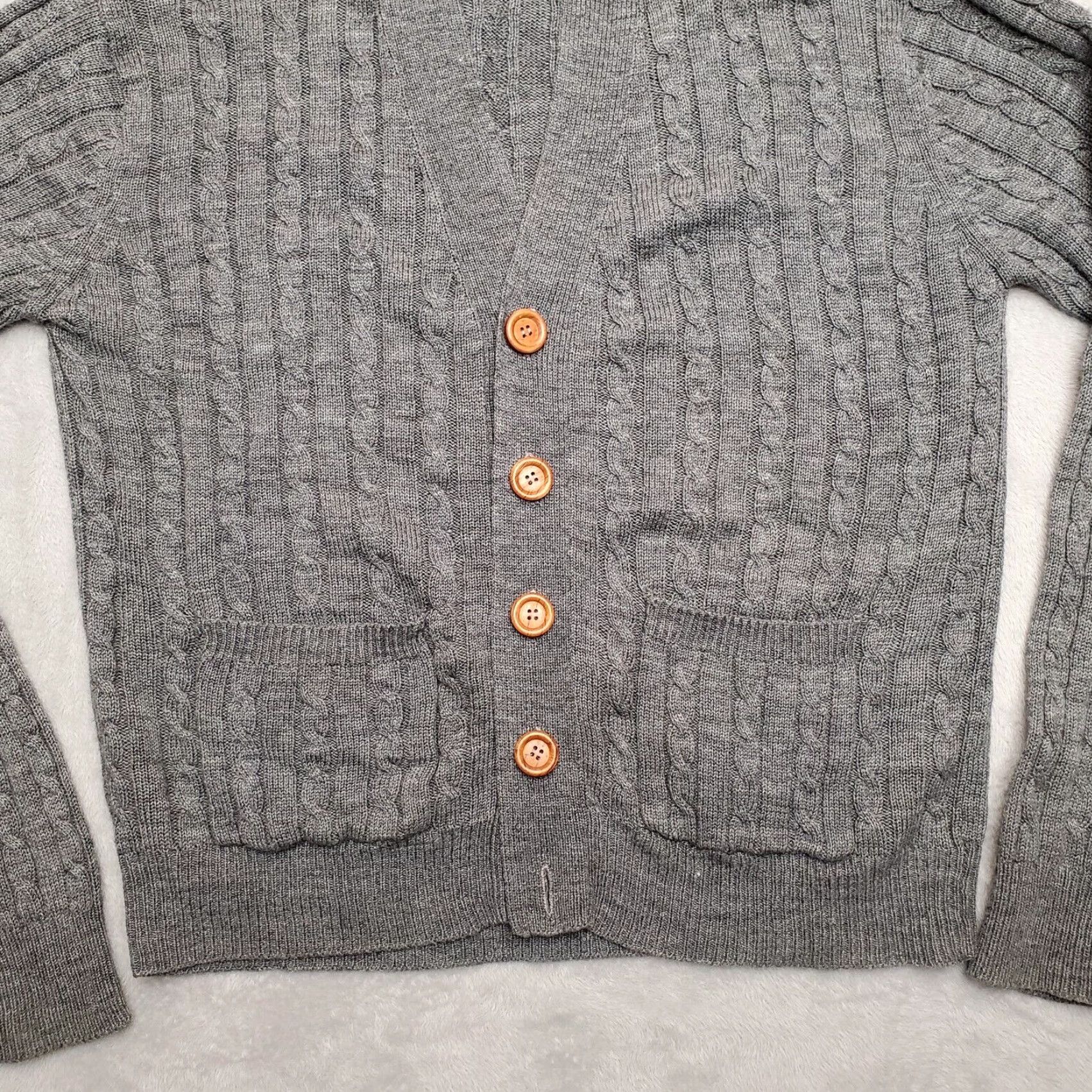 Vintage VTG Bengal Lancer Sweater Mens Large Gray Cable Knit Cardigan Grunge Kurt Cobain Size US L / EU 52-54 / 3 - 3 Thumbnail