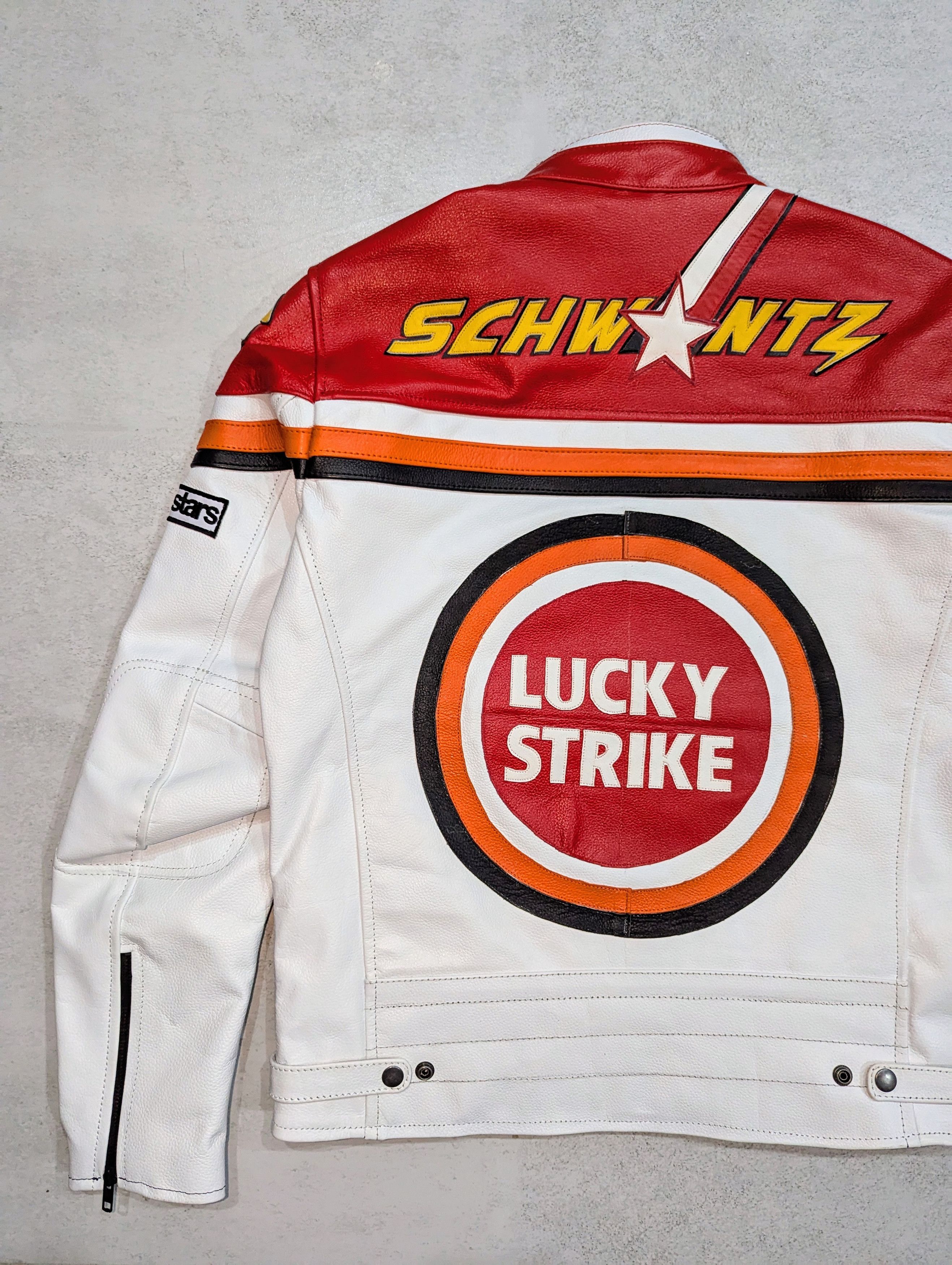 🔥 LUCKY STRIKE 🔥 RARE 90s LEATHER JACKET STREETWEAR