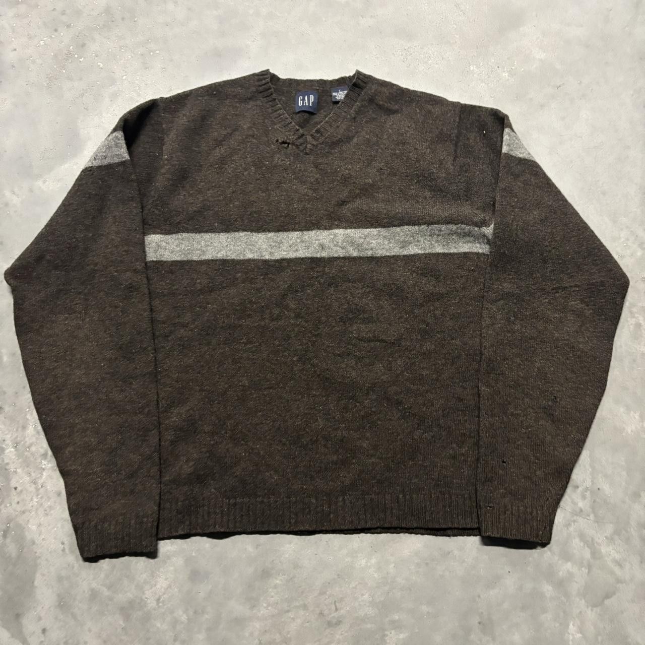Japanese Brand × Vintage Crazy Vintage Y2K/2000s Brown Striped Lambswool Fall Essential Sweater! Size US M / EU 48-50 / 2 - 1 Thumbnail