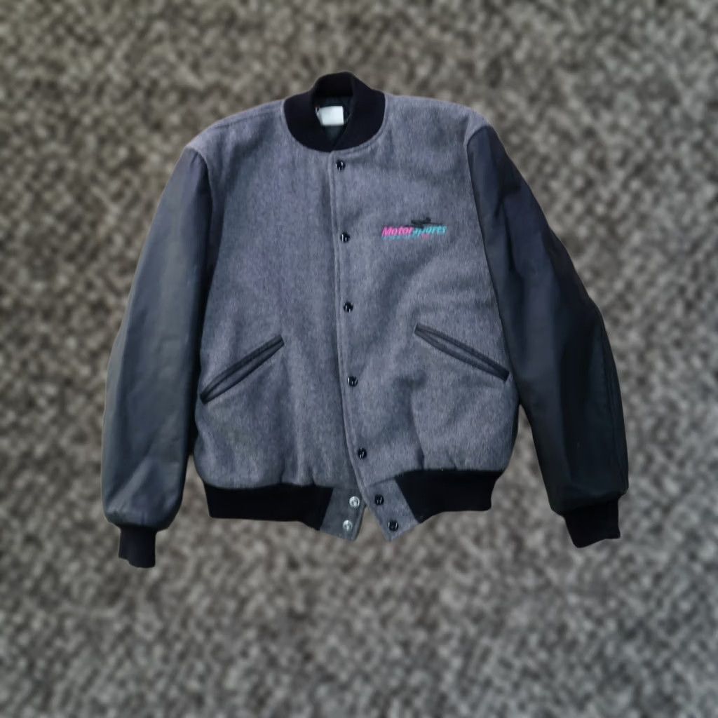 Vintage VINTAGE Butwin Varsity Jacket gray Black Leather Wool Body Jacket Men's Medium Size US M / EU 48-50 / 2 - 1 Thumbnail