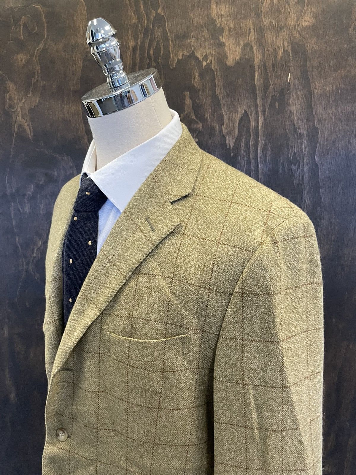 Windowpane Check Cashmere Jacket
