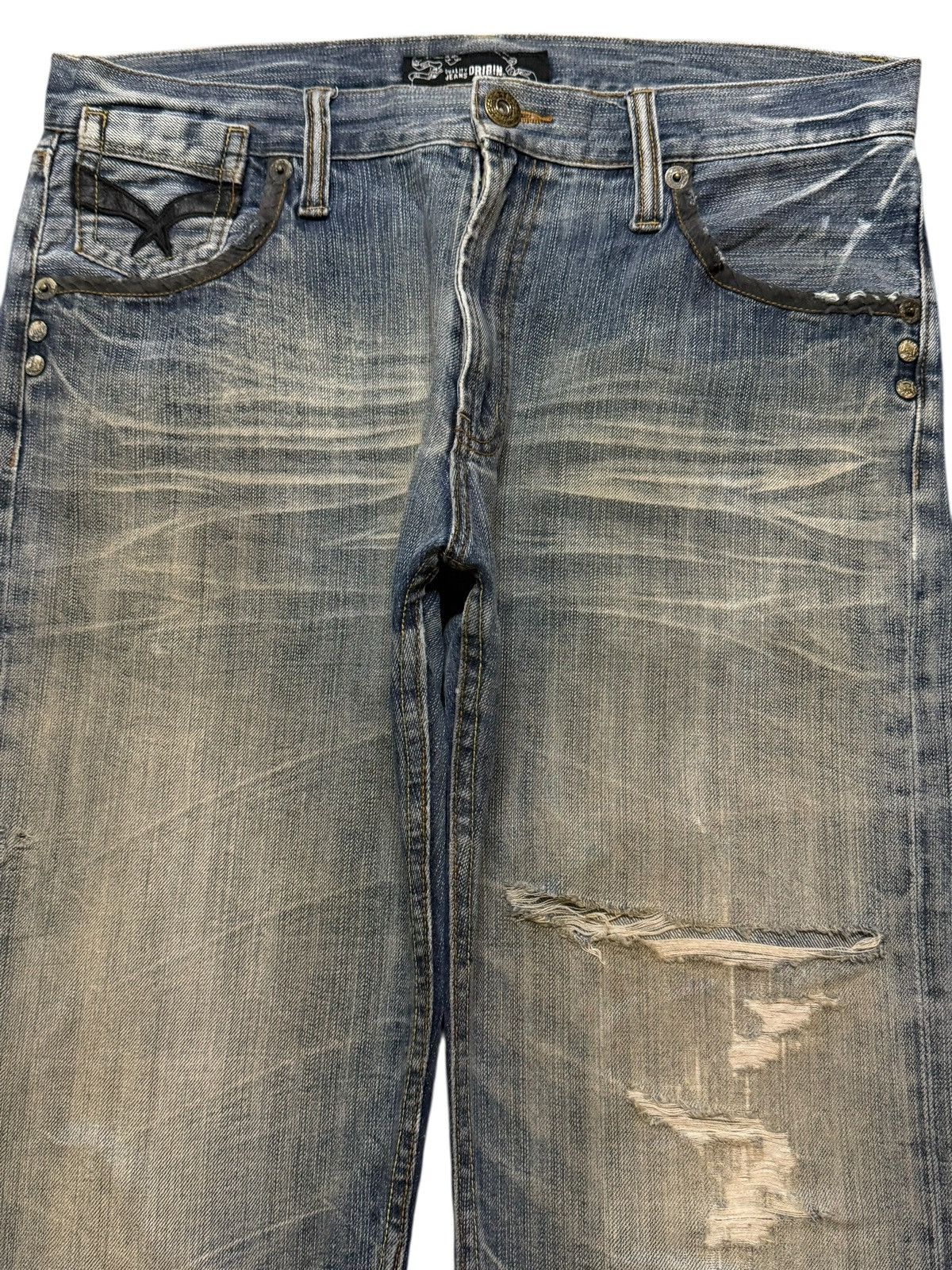 If Six Was Nine Vintage Japanese Brand Mud Wash Faded Distress Straight Leg Size US 34 / EU 50 - 3 Thumbnail