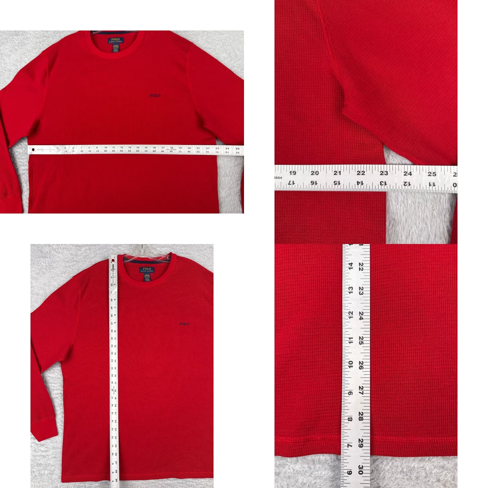 Polo Ralph Lauren Polo Ralph Lauren Shirt Men 2XL Red Thermal Knit Crew Neck Logo Long Sleeve - Regular Fit, Cotton, Vintage? No (Adult) Size US XXL / EU 58 / 5 - 8 Thumbnail