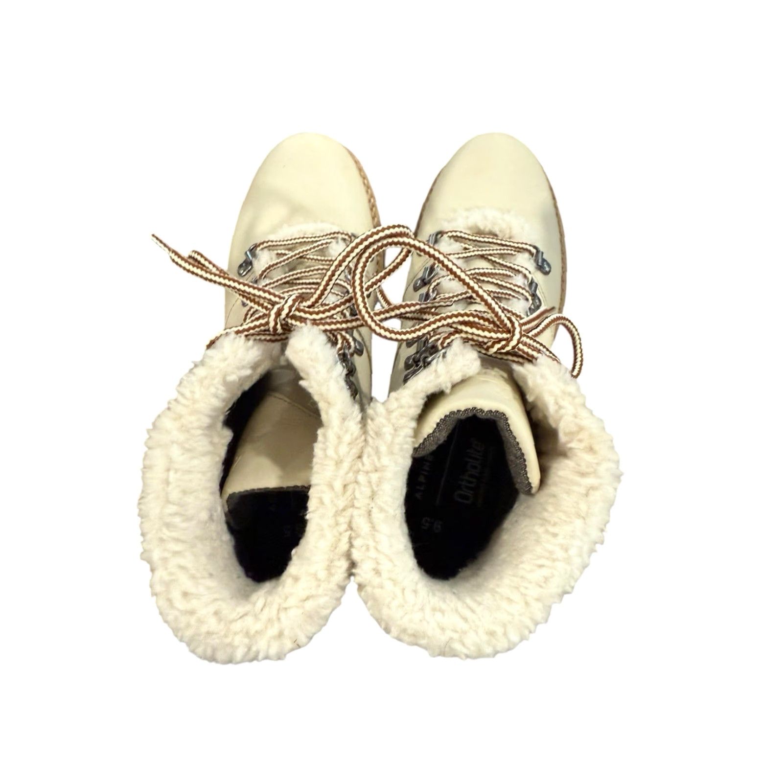 Vintage Alpine Design Beige Faux Shearling Holly Leather Hiking Boots Size 9.5 Women Size US 10 / IT 40 - 7 Thumbnail
