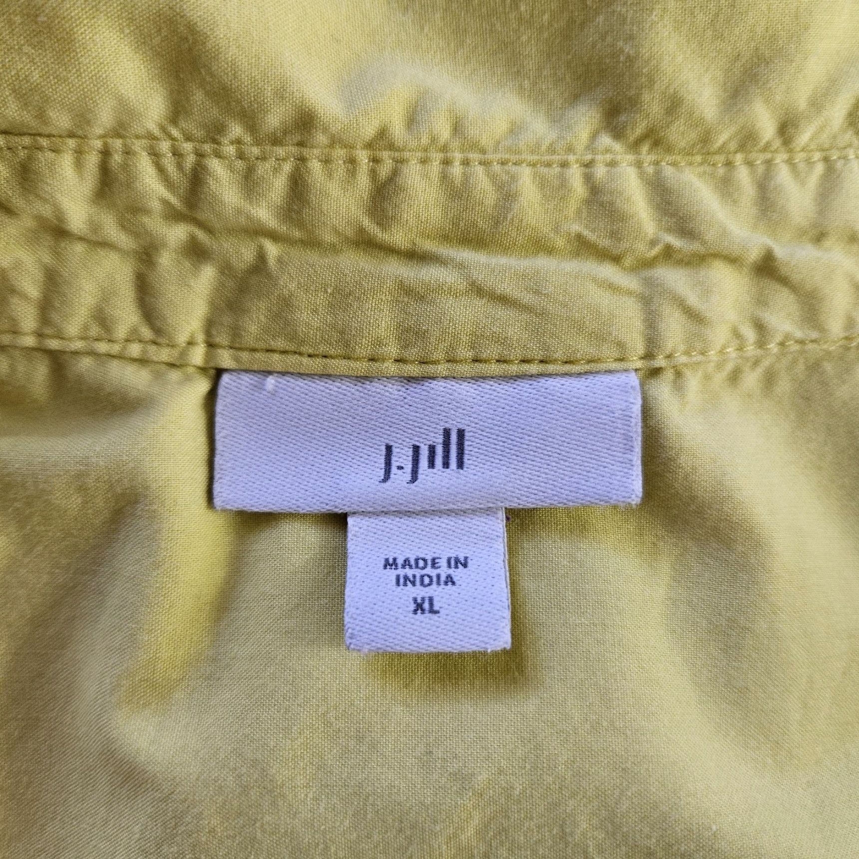 J. Jill J Jill Womens Popover Top Shirt XL Yellow Solid Long Sleeve Cotton Blend Womens Blouse Size XL / US 12-14 / IT 48-50 - 5 Thumbnail