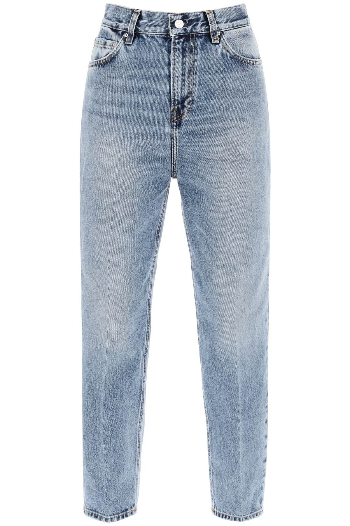 image of Toteme Organic Denim Tapered Jeans in Worn Blue, Women's (Size 24)