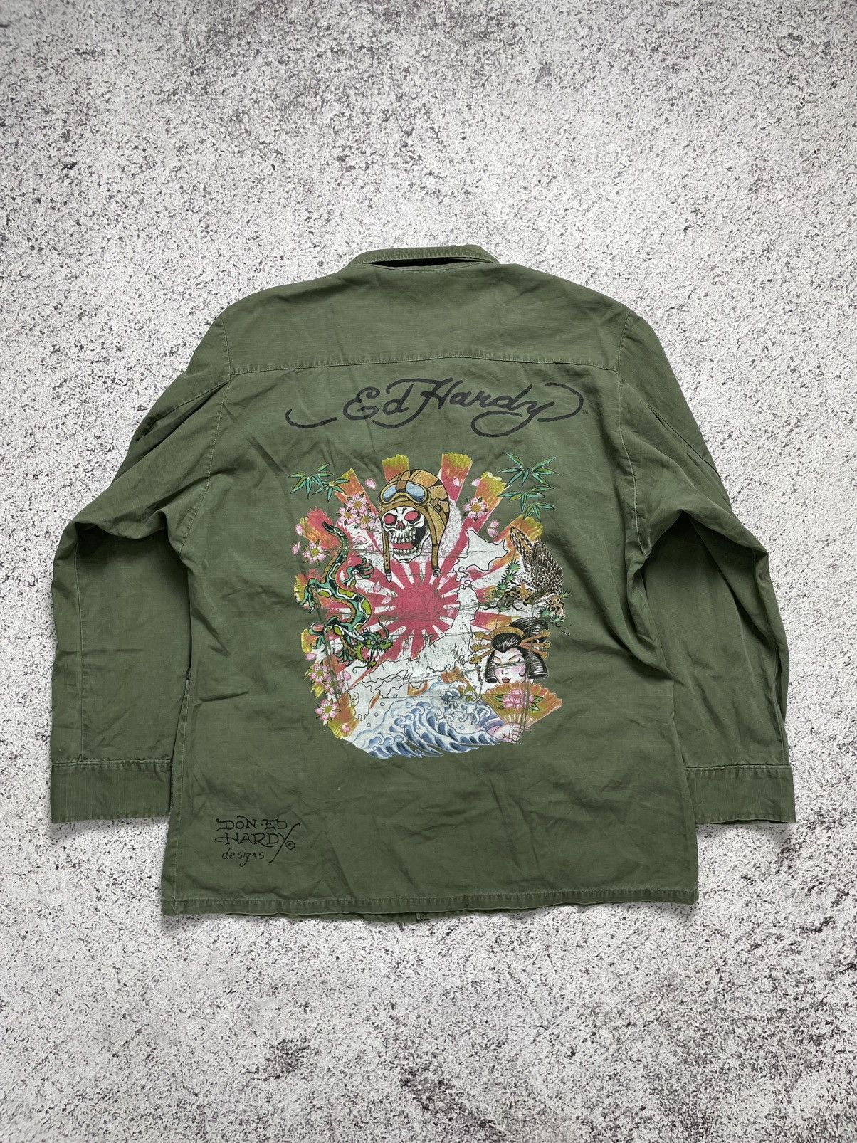 Ed Hardy Vintage US Army Ed Hardy Military Jungle Fatigue Jacket Size US M / EU 48-50 / 2 - 6 Thumbnail