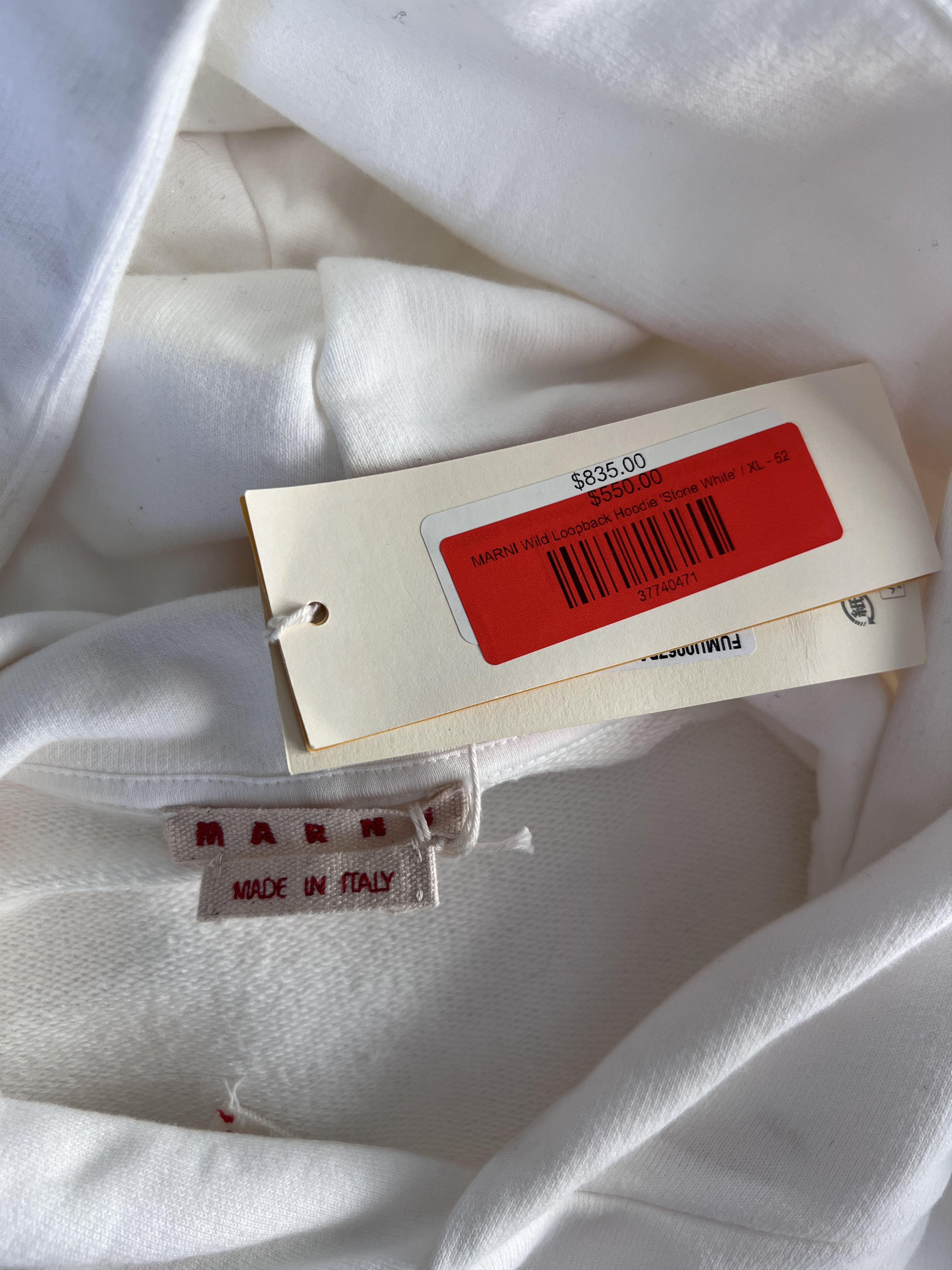 Marni Marni Wild Logo Loopback Hoodie in Stone White Size US L / EU 52-54 / 3 - 5 Thumbnail