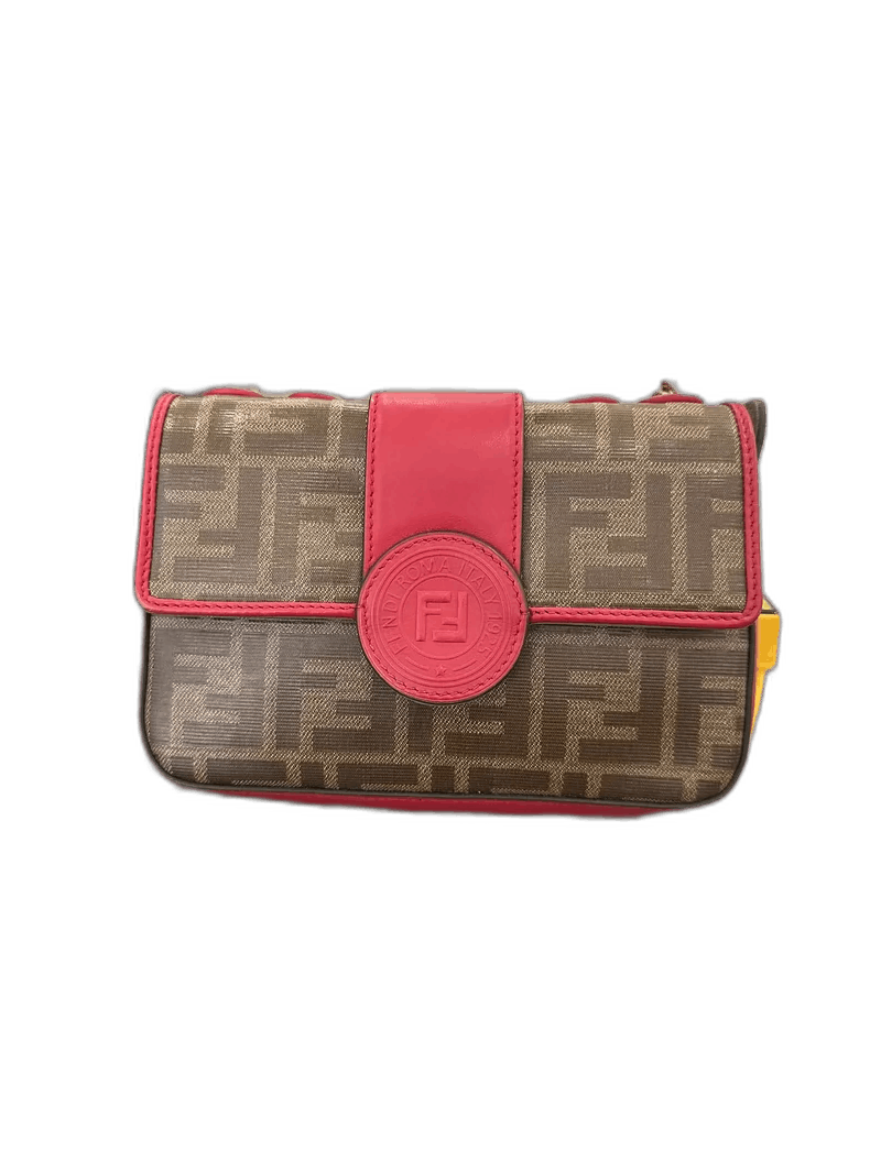 Fendi Brown And Red Mini Baguette Shoulder Bag-Yf, Men's