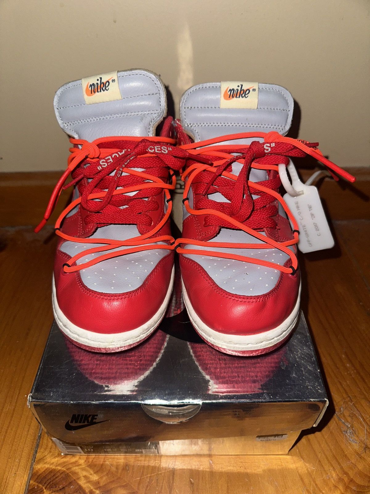 Nike × Off-White Nike Off-White x Dunk Low 'University Red' Size US 8.5 / EU 41-42 - 4 Thumbnail