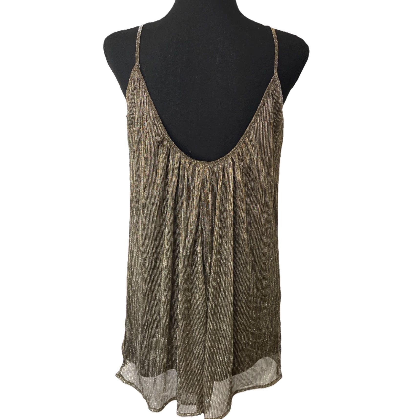 Vintage VINTAGE Paper Crane Metallic Mini Dress Size Medium Gold Sleeveless Womens Size M / US 6-8 / IT 42-44 - 2 Thumbnail