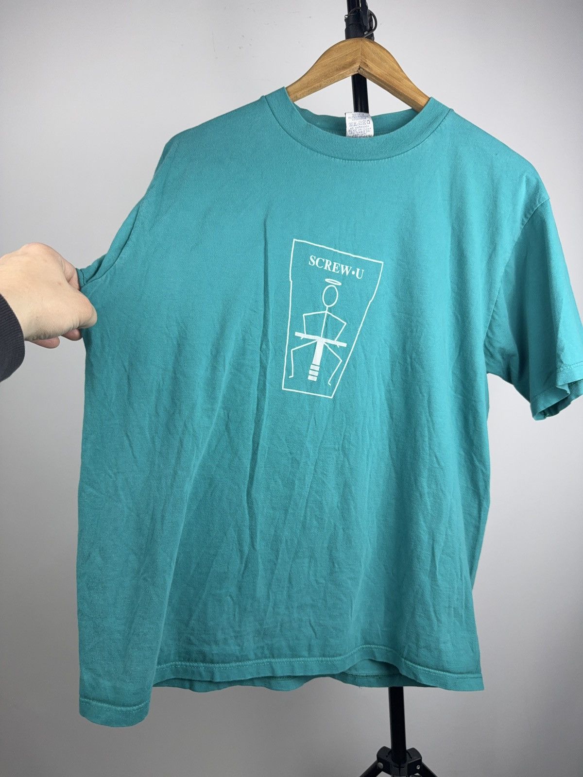Vintage 90s Retro SCREW U Graphic Tee Y2K Edgy Ironic Stick Figure Size US L / EU 52-54 / 3 - 4 Thumbnail