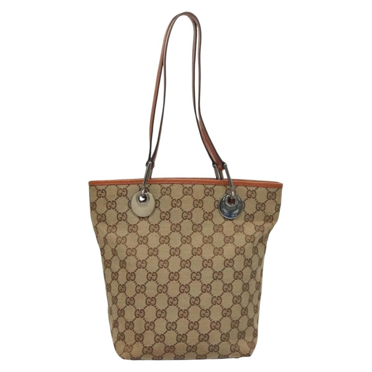 Gucci GUCCI GG Canvas Tote Bag Beige Silver Size ONE SIZE - 2 Thumbnail