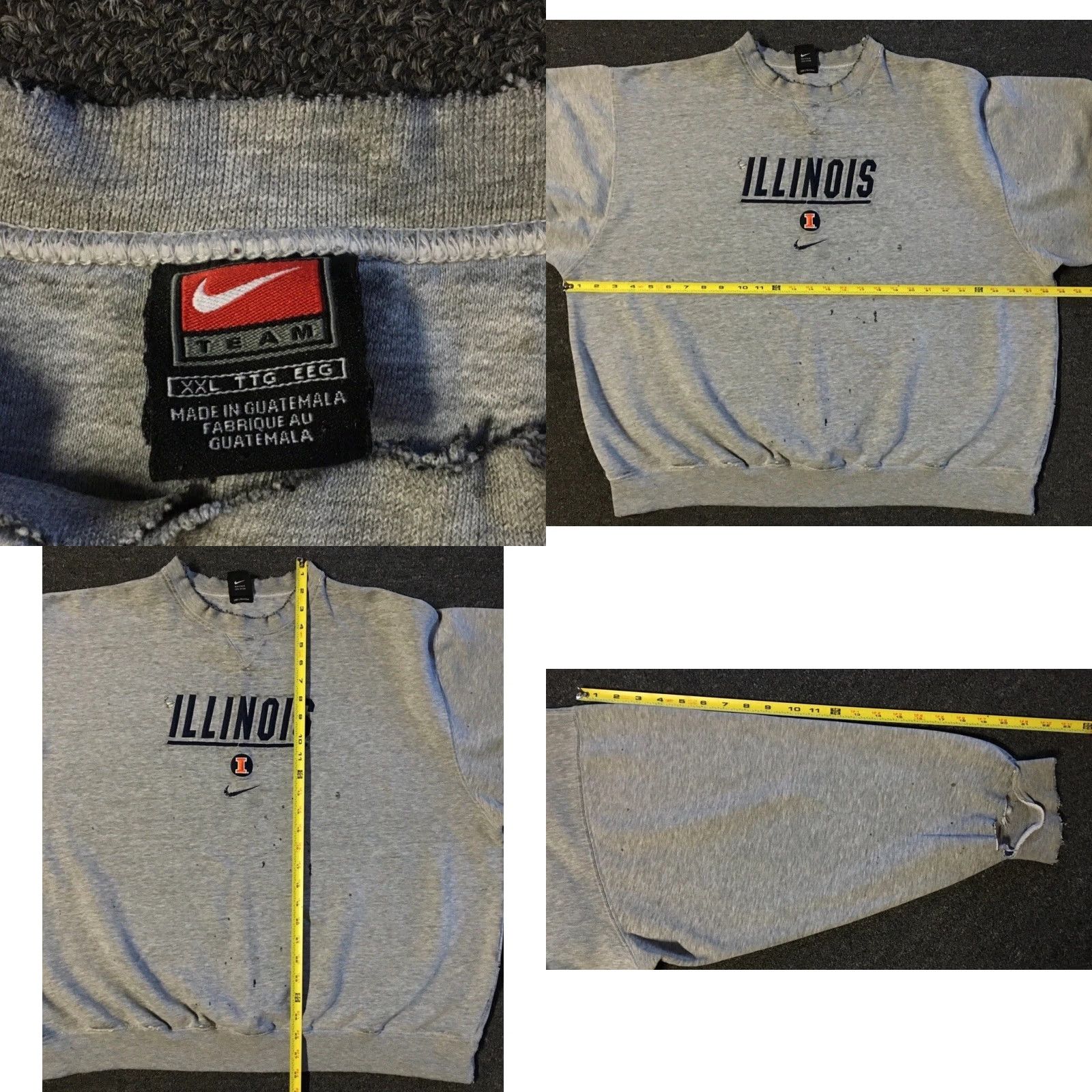 Nike VINTAGE Nike University Illinois Thrashed Faded Boxy Swoosh Sweatshirt XL Gray University Sportswear Men Hoodie Pullover 90s Grunge Die-cut Distressed Size US XL / EU 56 / 4 - 10 Thumbnail
