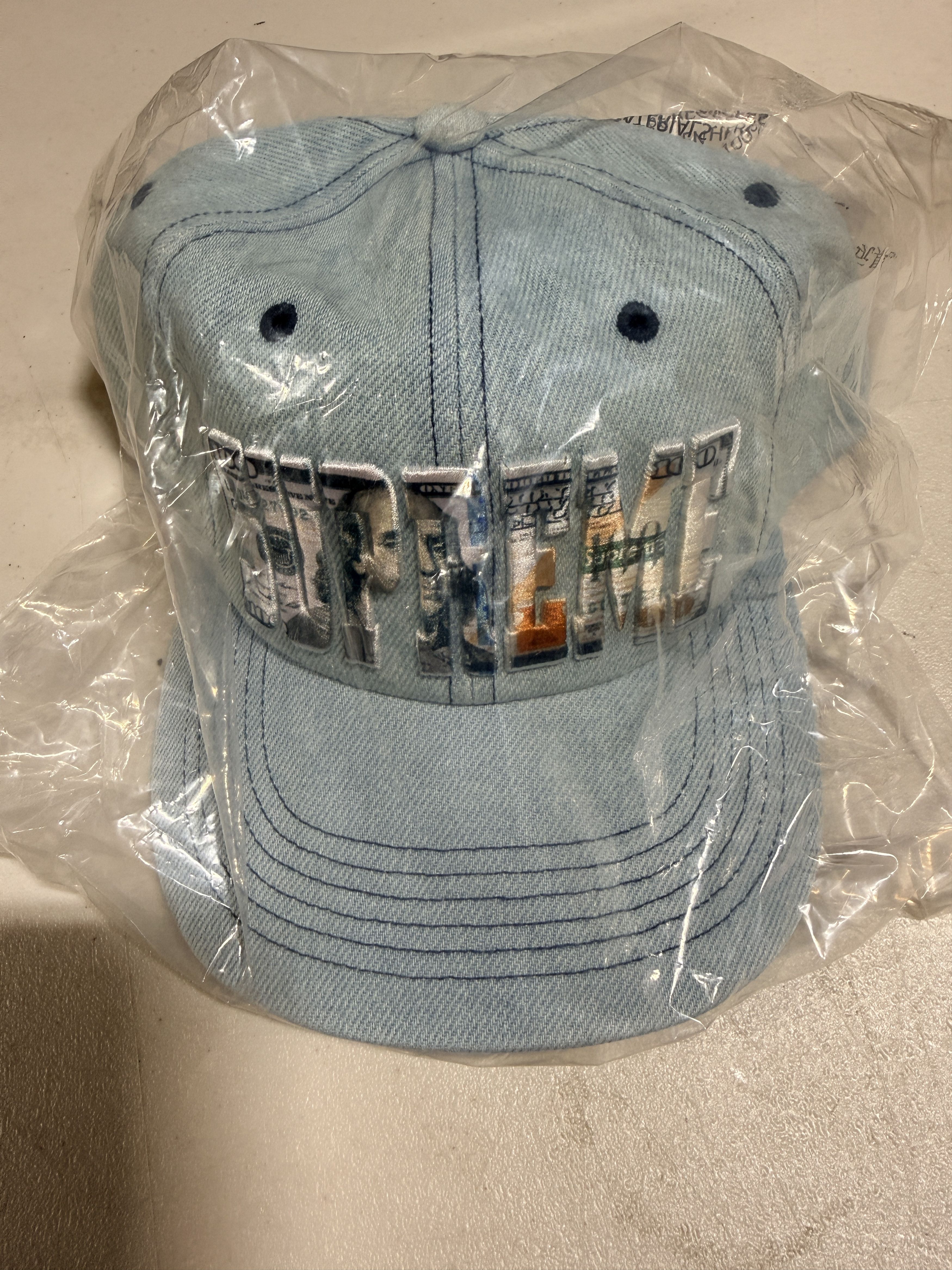 Supreme Supreme Embroidered Money Logo 6 Panel Hat Denim Adjustable Size ONE SIZE - 4 Thumbnail