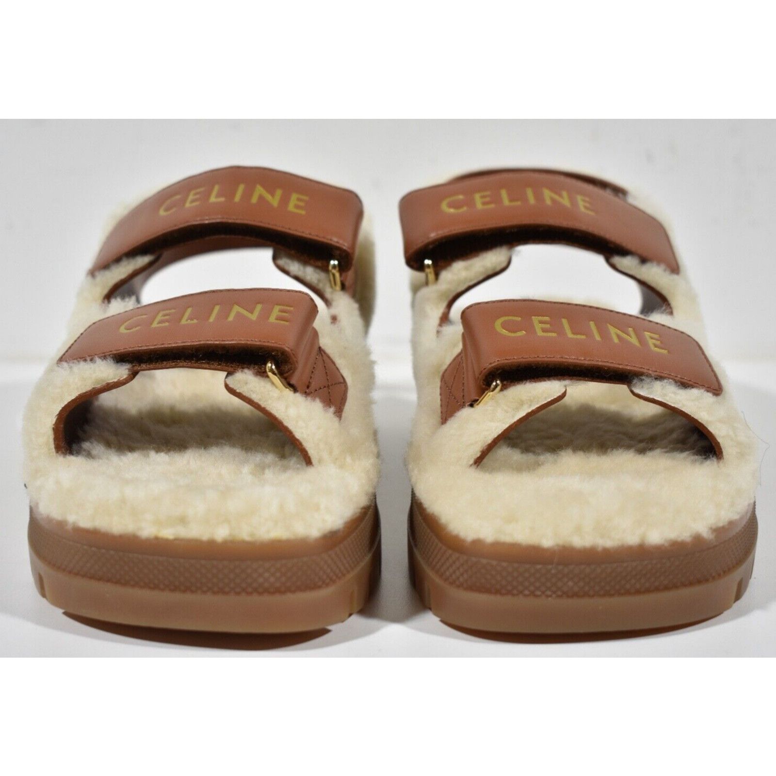 Celine Celine Leo Scratch Sandal Shearling Fur Tan Leather Logo Size US 7 / IT 37 - 6 Thumbnail